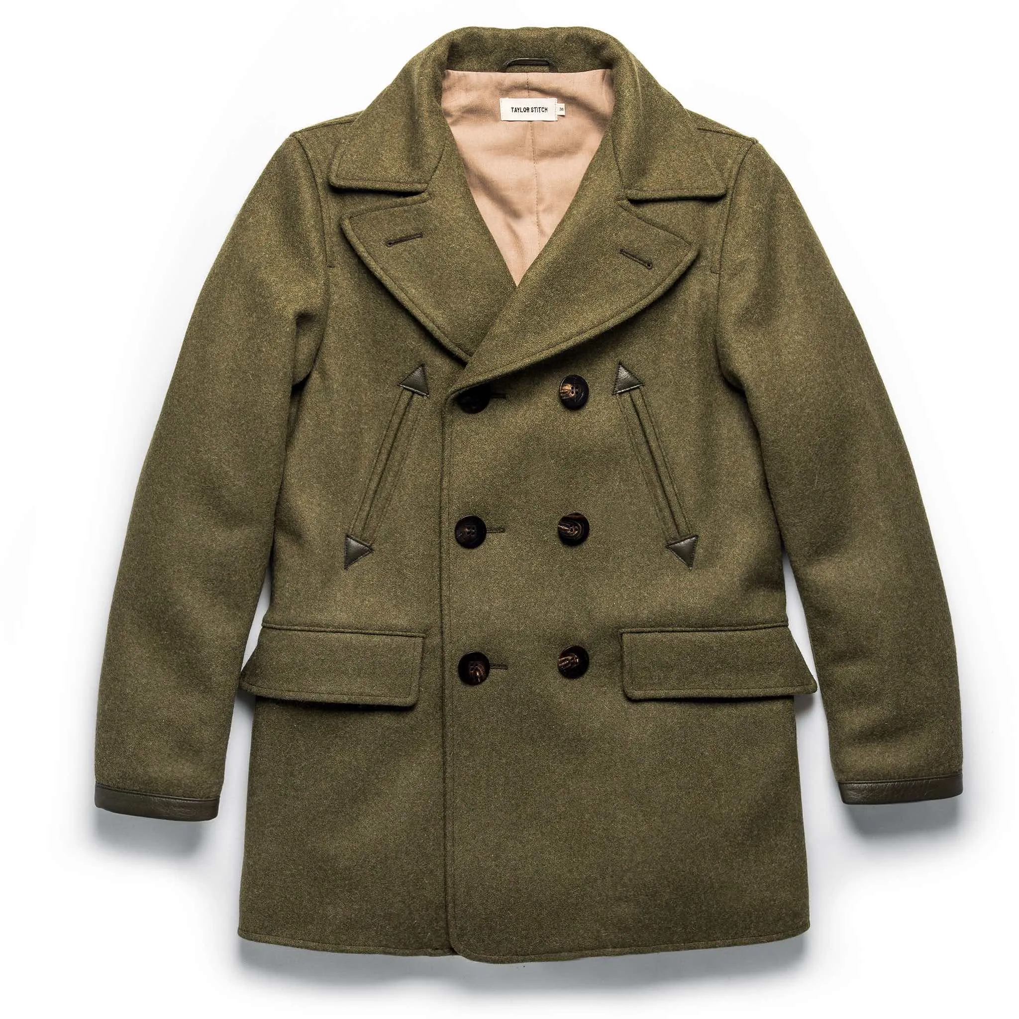 The Mendocino Peacoat in British Army sold by Taylor Stitch
