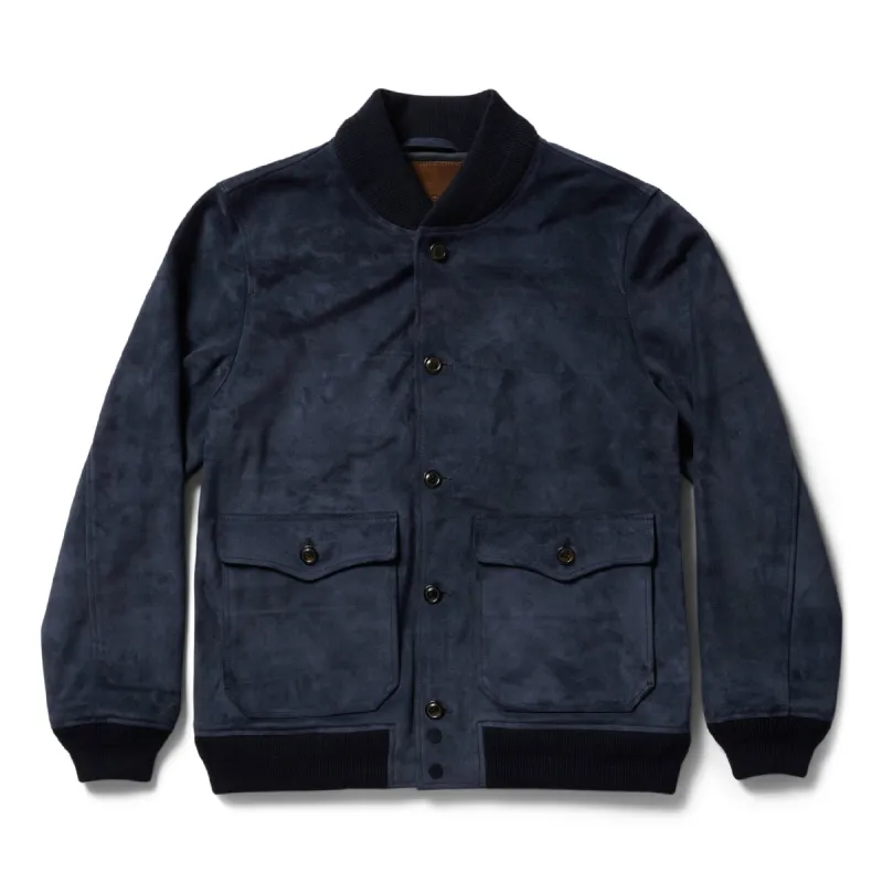 The Aviator Jacket in Midnight Suede sold by Taylor Stitch