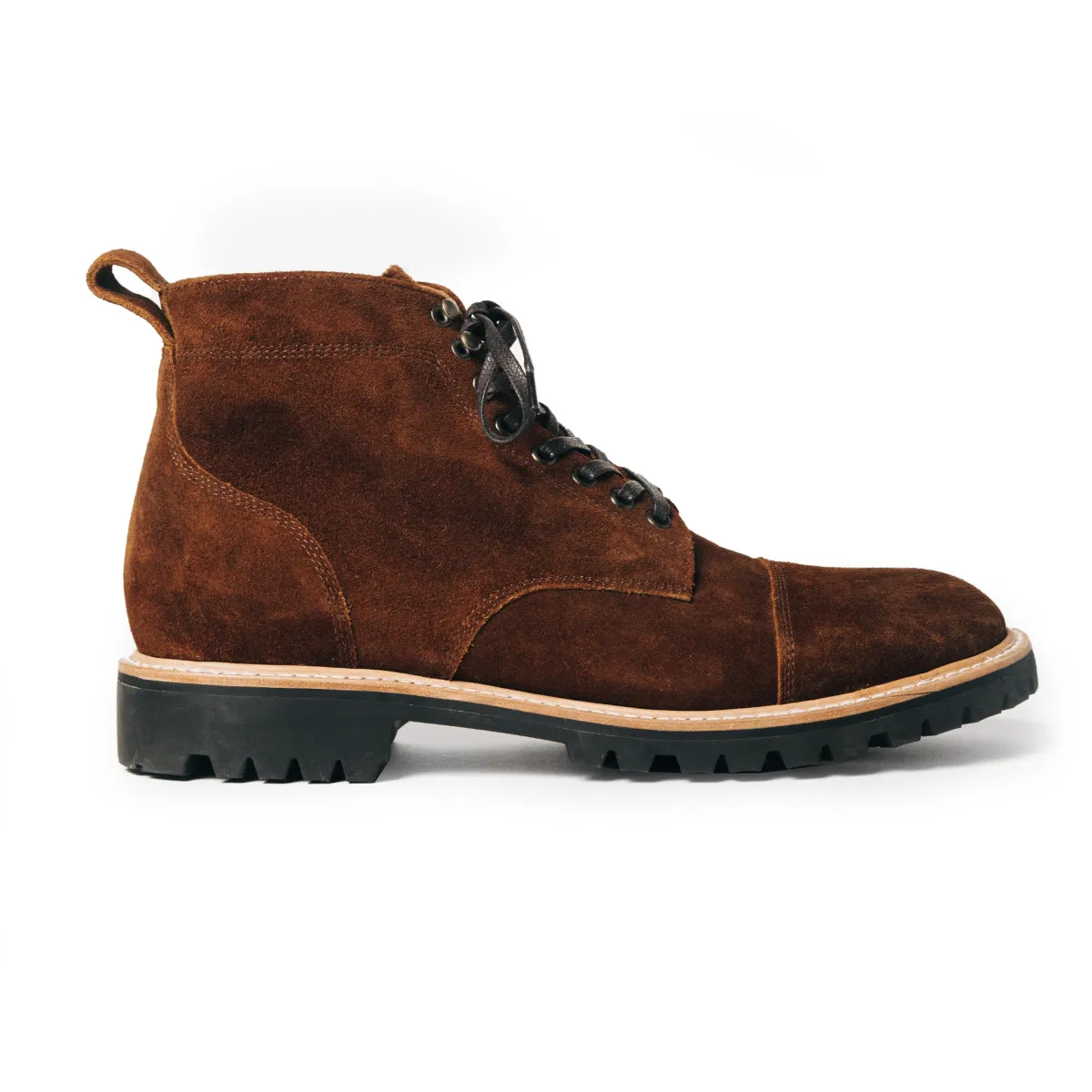 The Moto Boot in Snuff Weatherproof Suede sold by Taylor Stitch