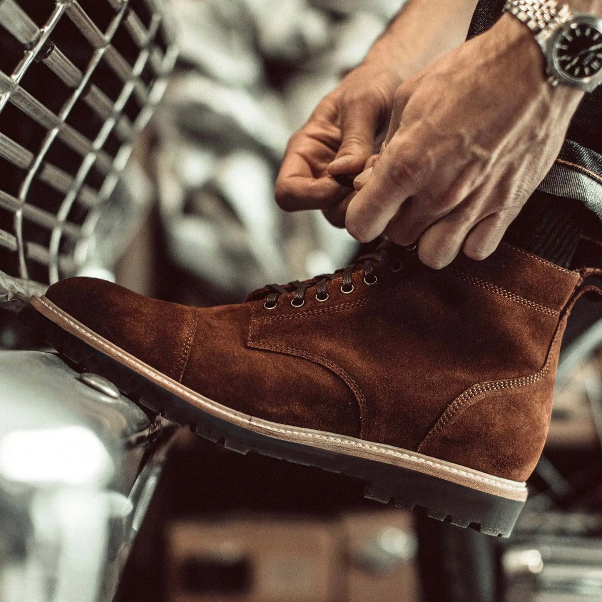 The Moto Boot in Snuff Weatherproof Suede sold by Taylor Stitch product image thumbnail 4