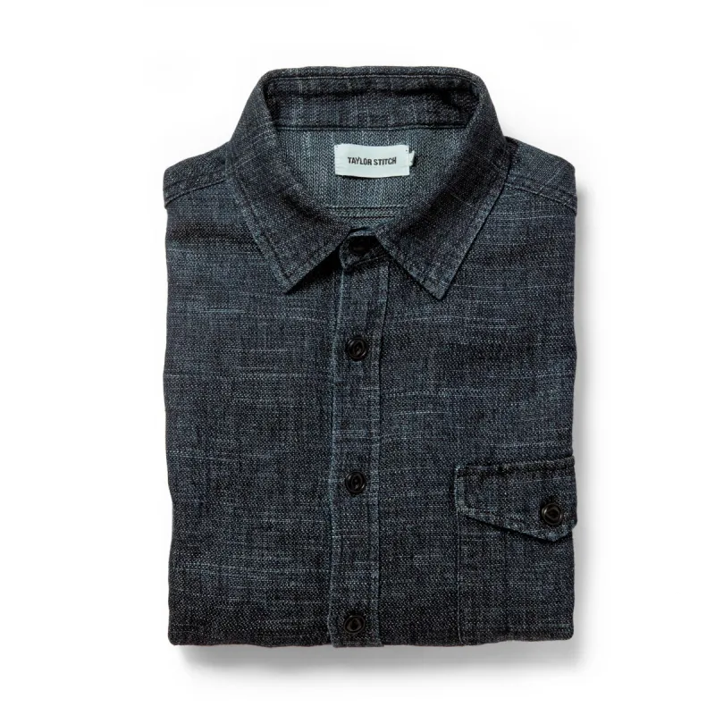 The Cash Shirt in Indigo Hemp sold by Taylor Stitch