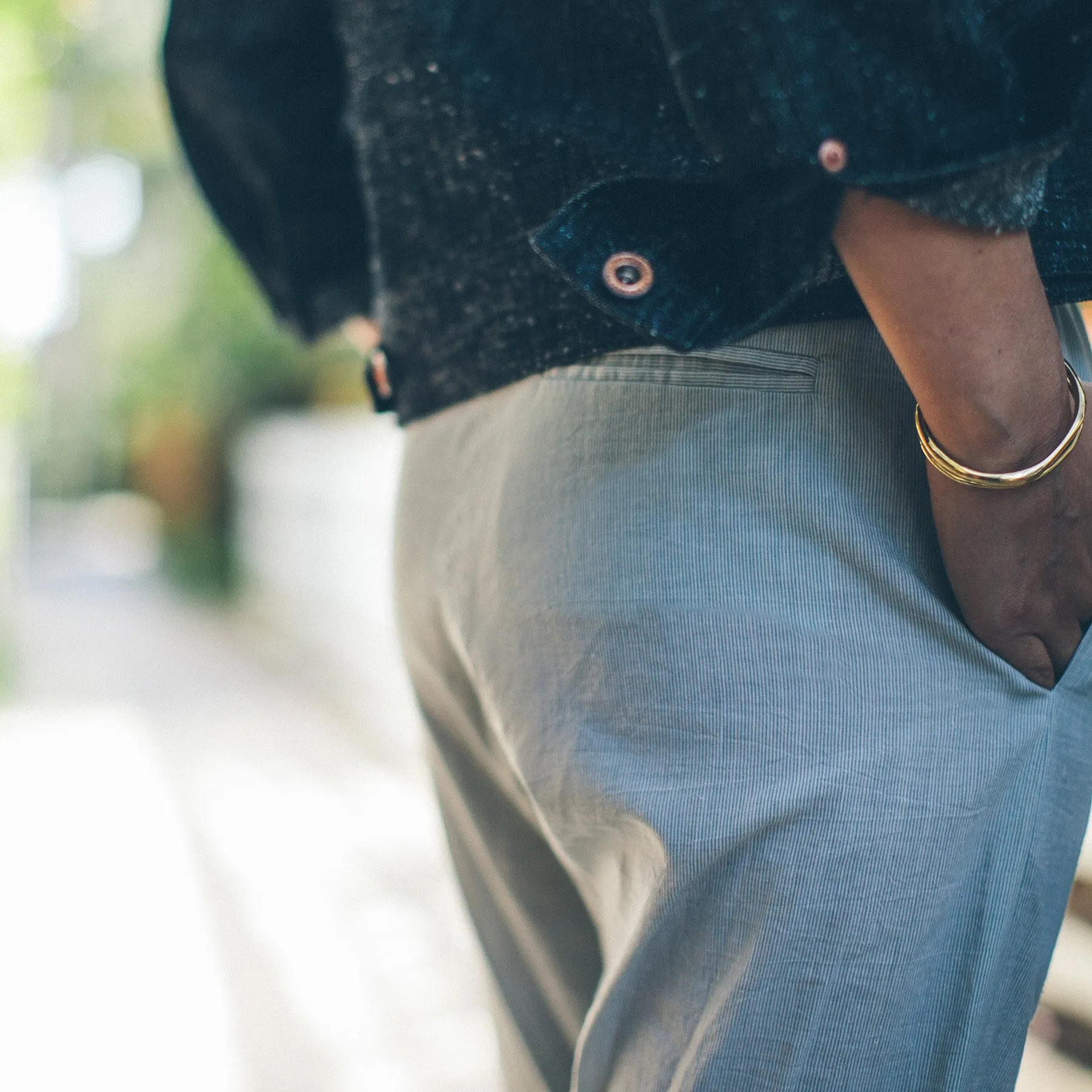 The Isla Pant in Seafoam Striped Cotton sold by Taylor Stitch product image thumbnail 4