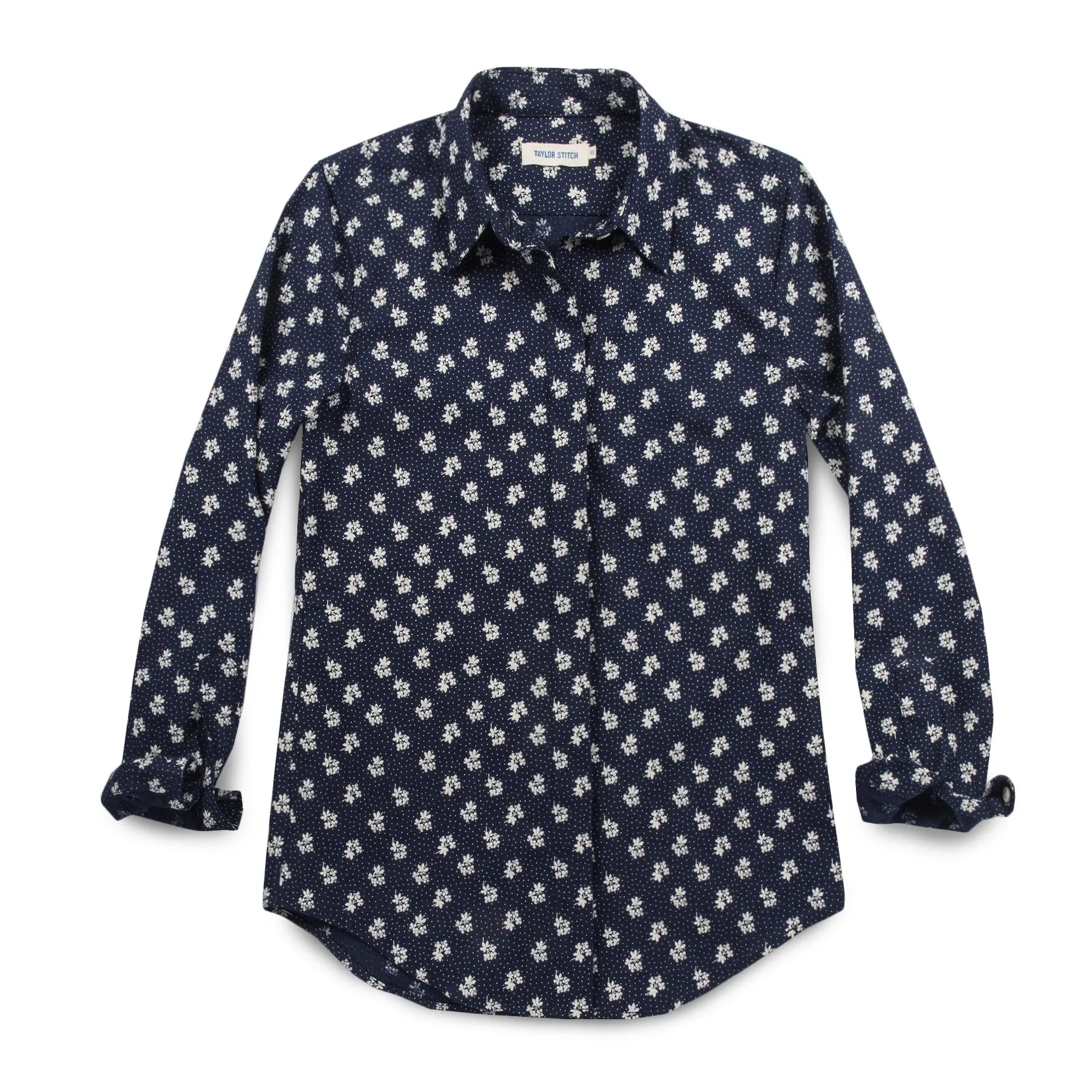 The Michelle Shirt in Indigo Print sold by Taylor Stitch