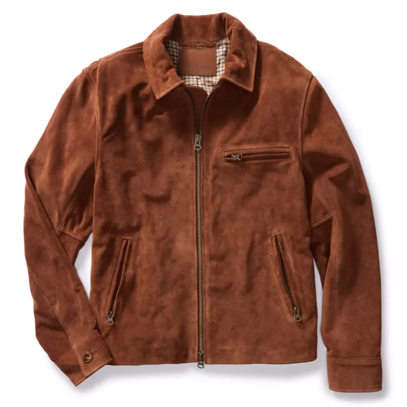 The Wyatt Jacket in Chocolate Suede sold by Taylor Stitch