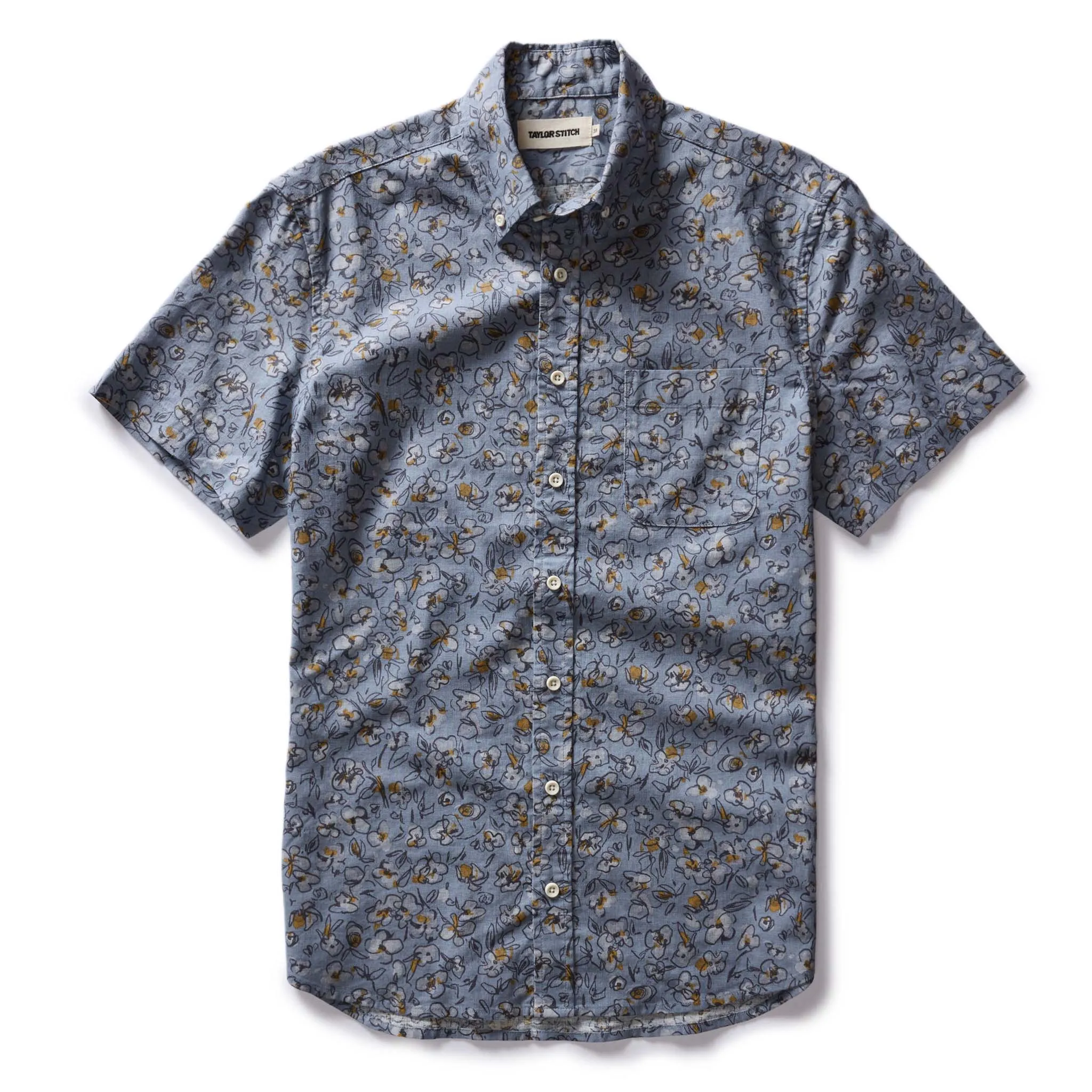 The Short Sleeve Jack in Light Blue Floral sold by Taylor Stitch