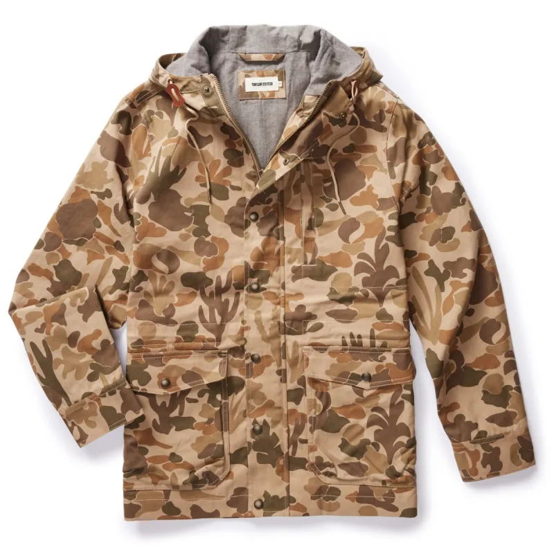 The Explorer Jacket in Vintage Arid Camo Dry Wax sold by Taylor Stitch