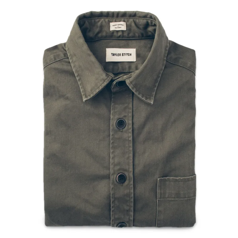 The Mechanic in Washed Olive Herringbone sold by Taylor Stitch