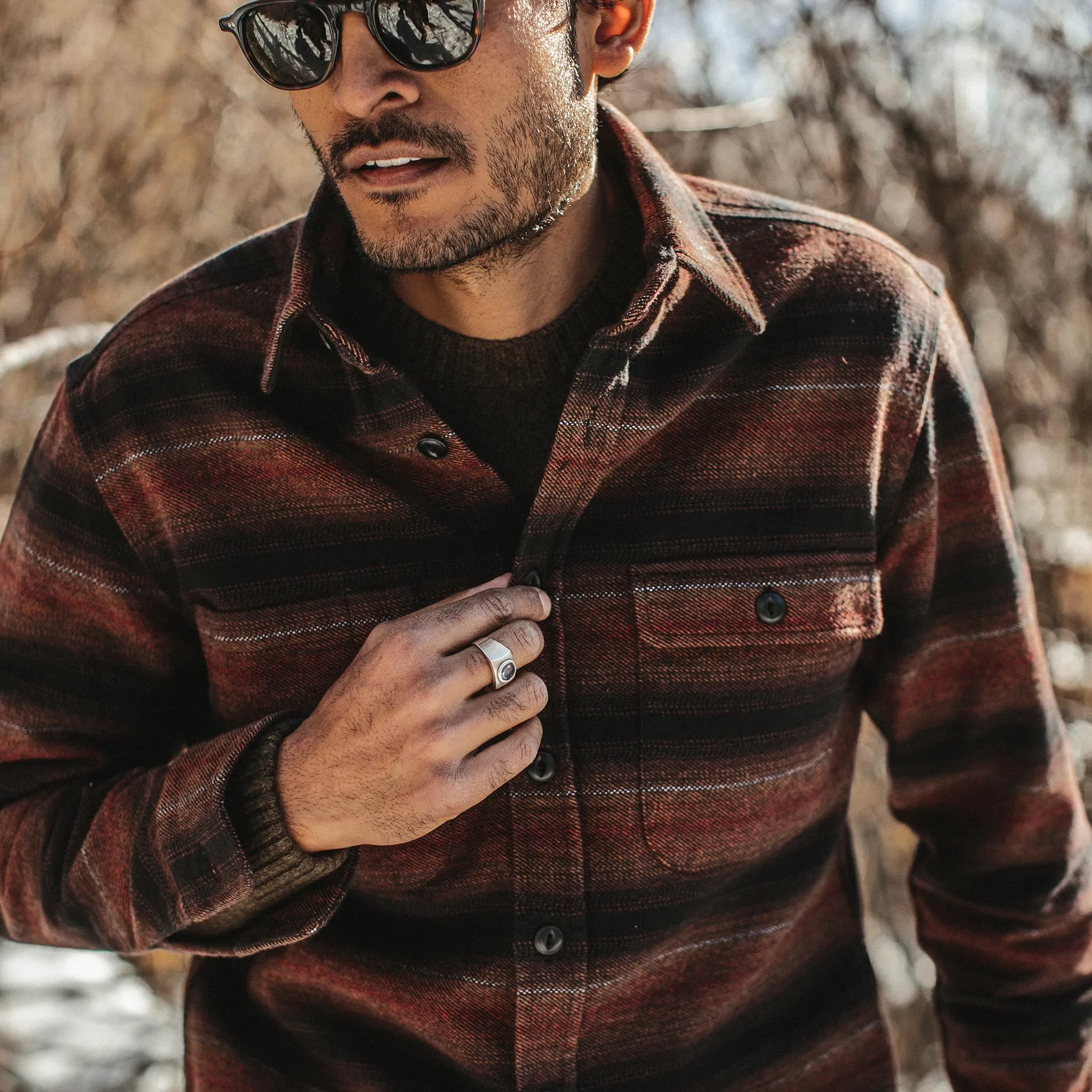The Moto Utility Shirt in Sunset Stripe sold by Taylor Stitch product image thumbnail 2