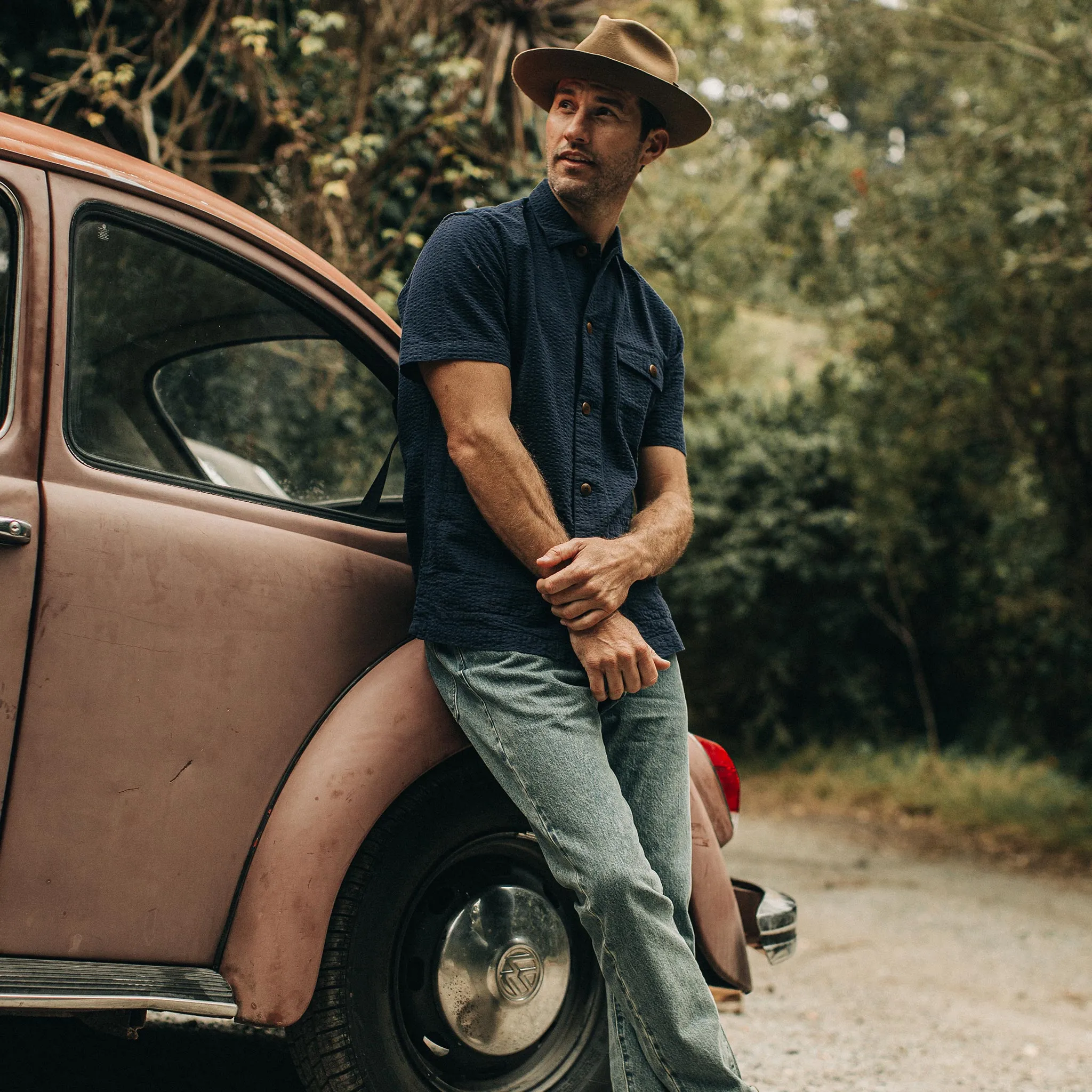 The Caravan Shirt in Navy Seersucker sold by Taylor Stitch product image thumbnail 5