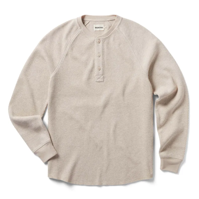 The Heavy Bag Waffle Henley in Oatmeal sold by Taylor Stitch