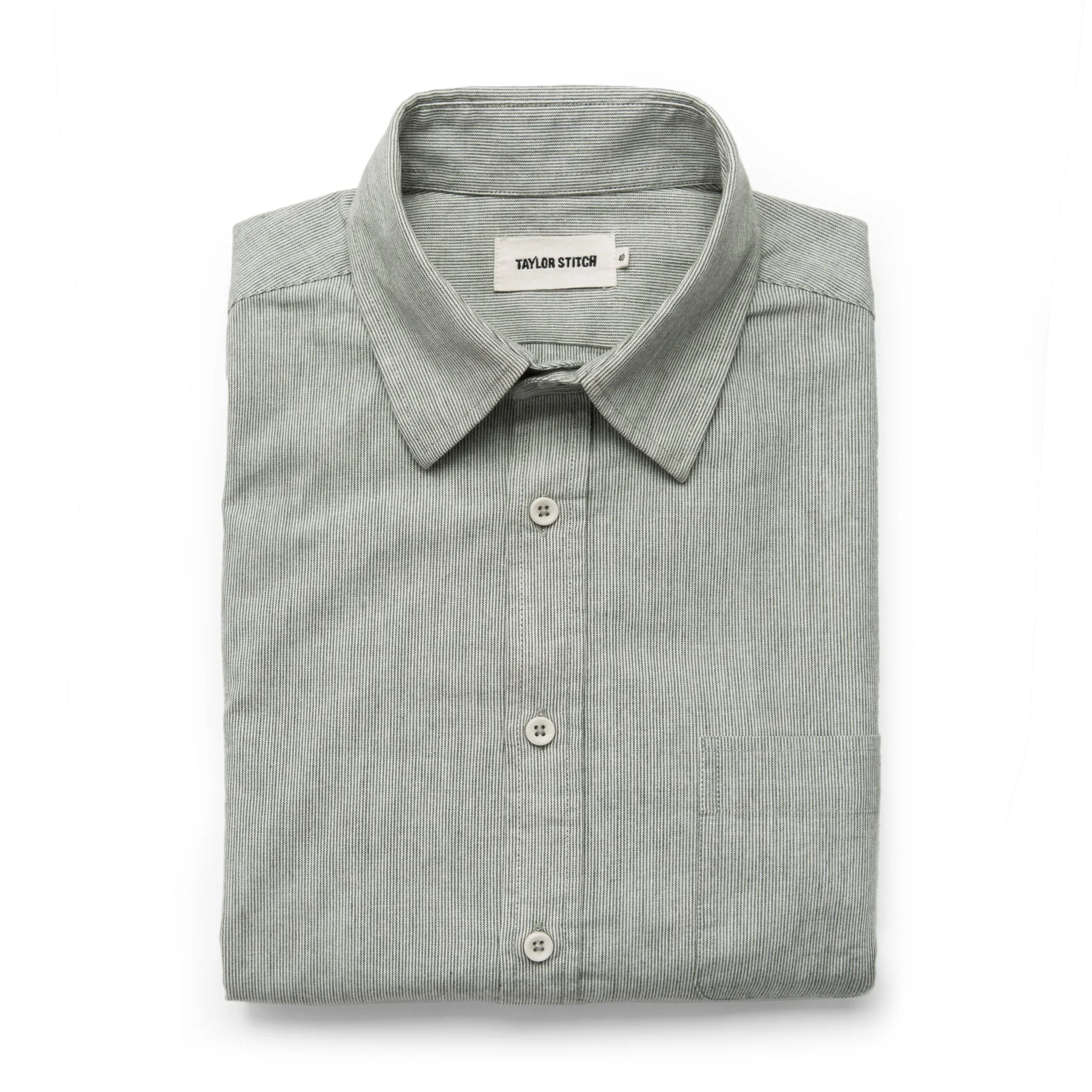 The California in Olive Stripe sold by Taylor Stitch