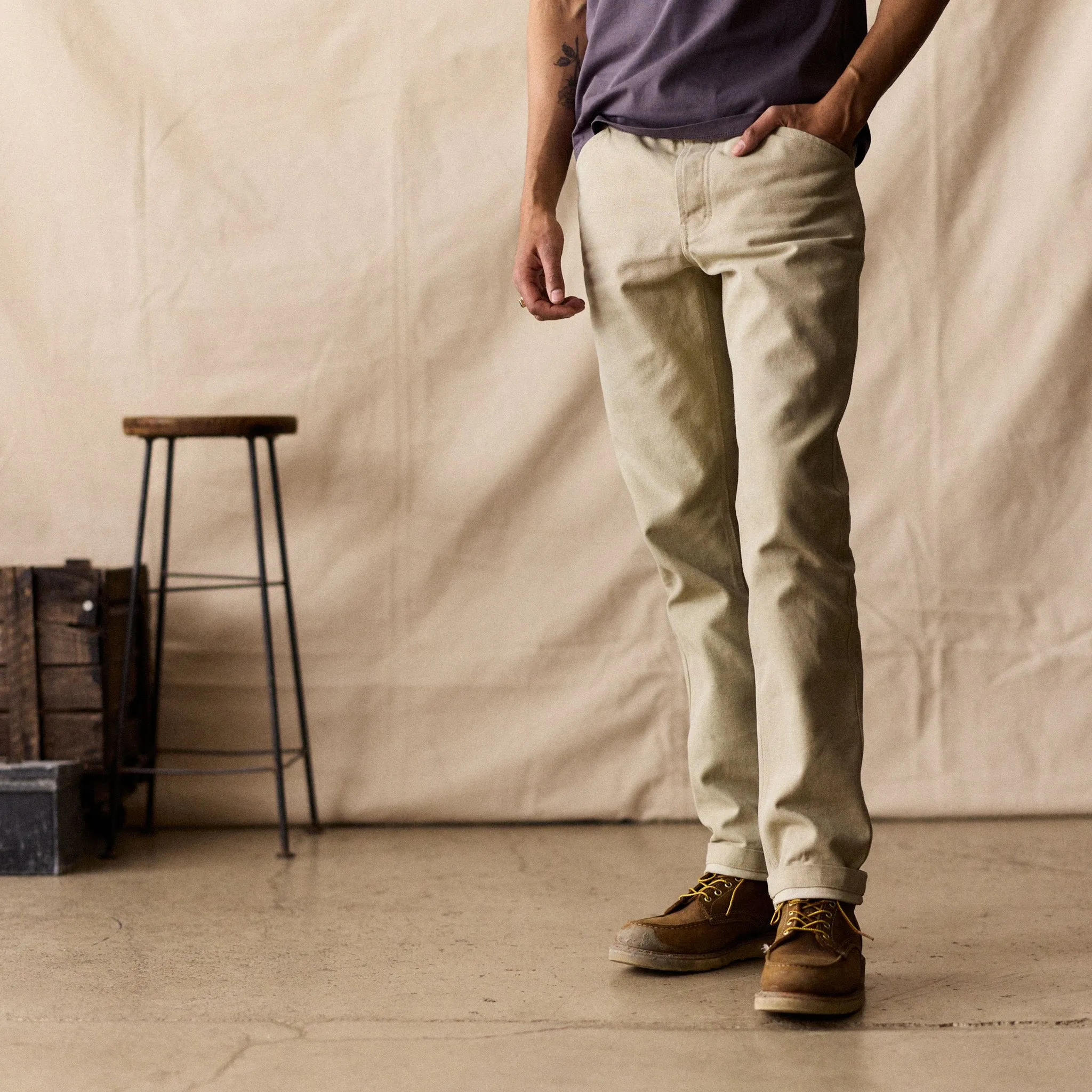 The Camp Pant in Light Khaki Chipped Canvas sold by Taylor Stitch product image thumbnail 2