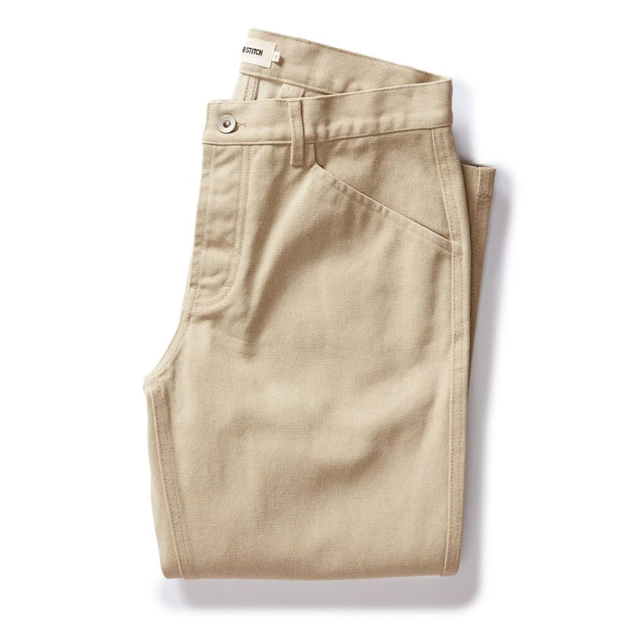 The Camp Pant in Light Khaki Chipped Canvas sold by Taylor Stitch