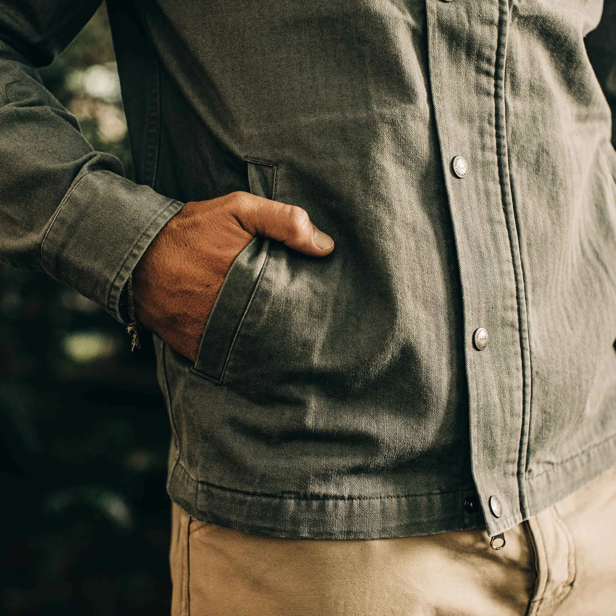 The Bomber Jacket in Washed Slate Herringbone sold by Taylor Stitch product image thumbnail 5