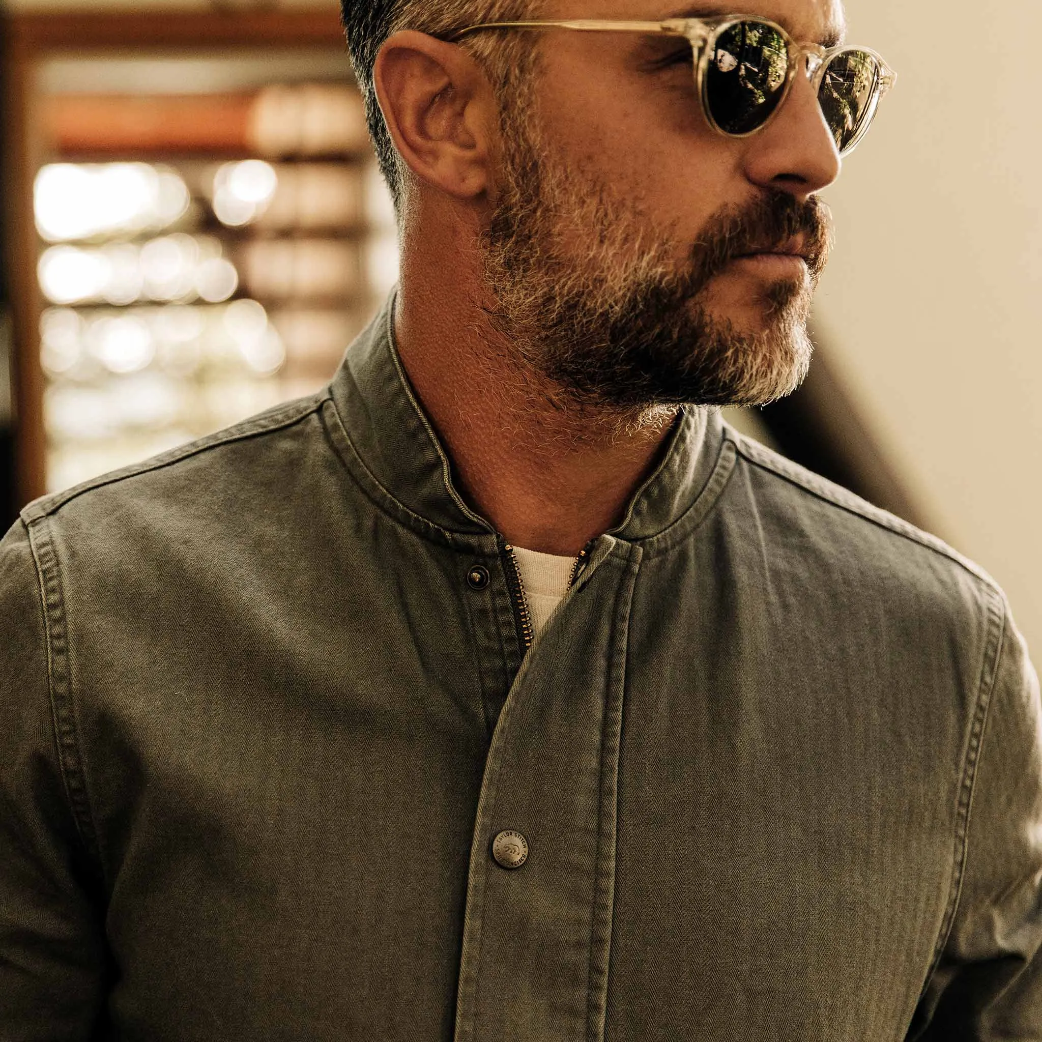 The Bomber Jacket in Washed Slate Herringbone sold by Taylor Stitch product image thumbnail 3