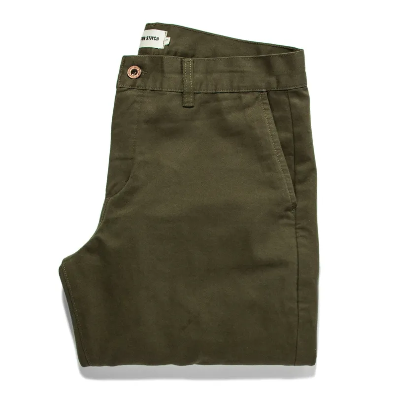 The Democratic Chino in Organic Olive sold by Taylor Stitch
