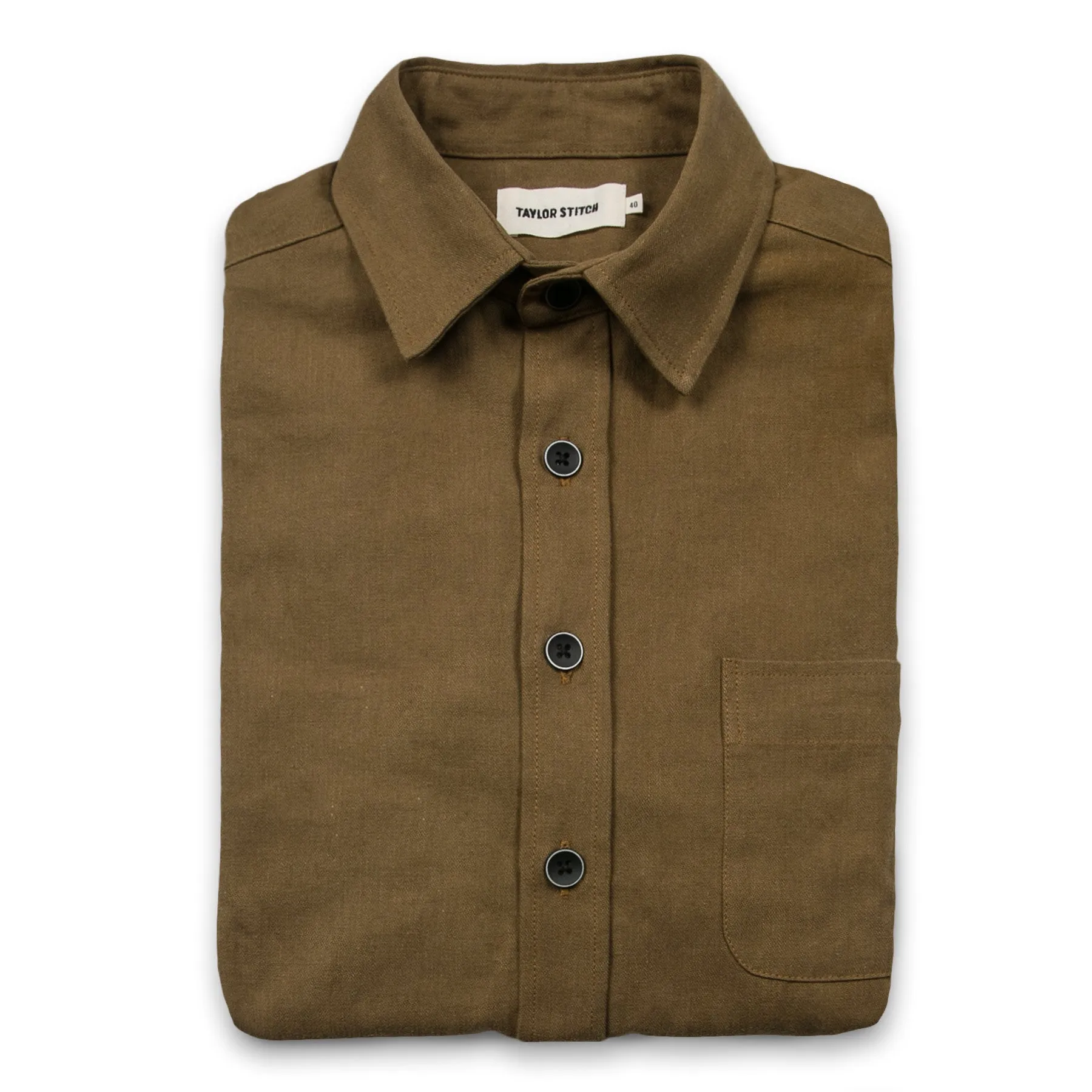 The Short Sleeve Mechanic in Tobacco sold by Taylor Stitch