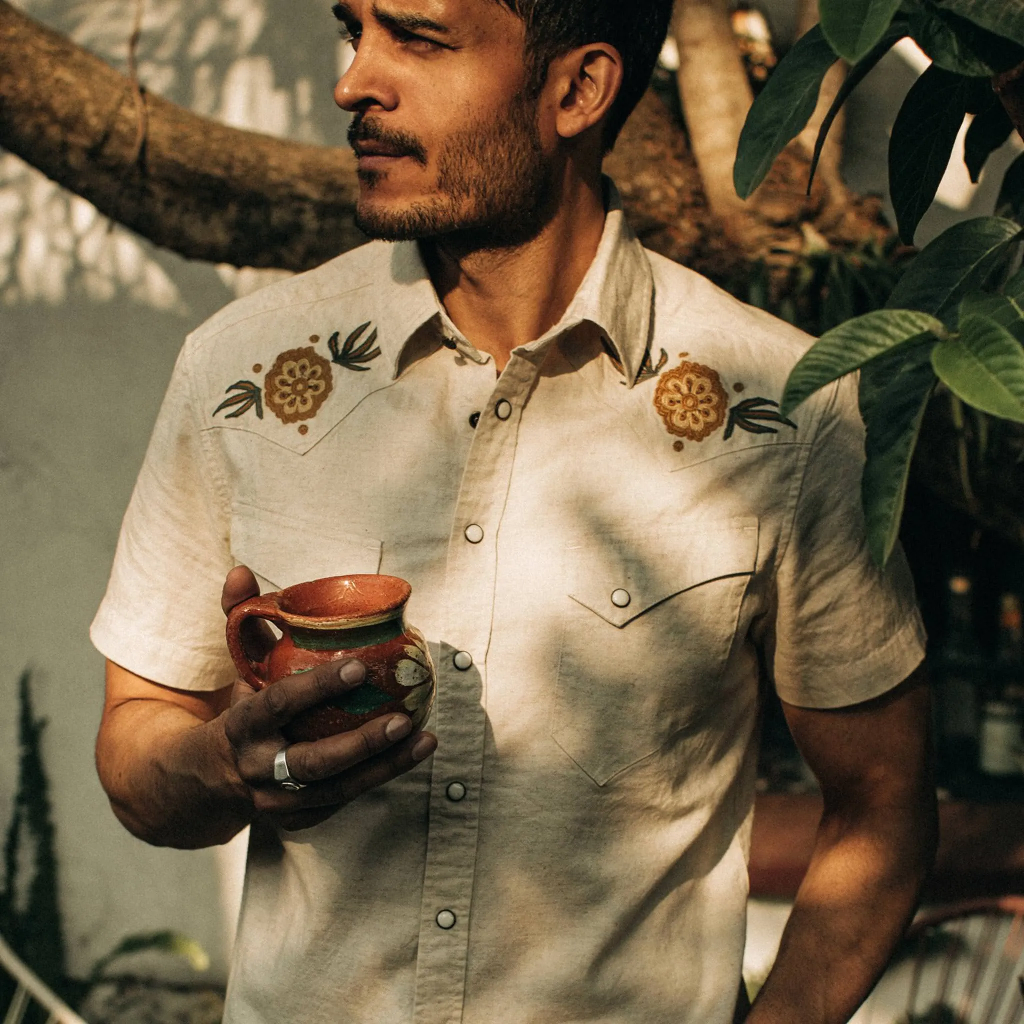 The Embroidered Short Sleeve Western in Natural sold by Taylor Stitch product image thumbnail 3