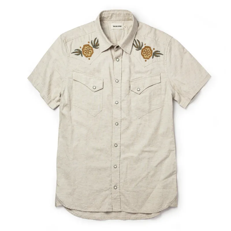 The Embroidered Short Sleeve Western in Natural sold by Taylor Stitch