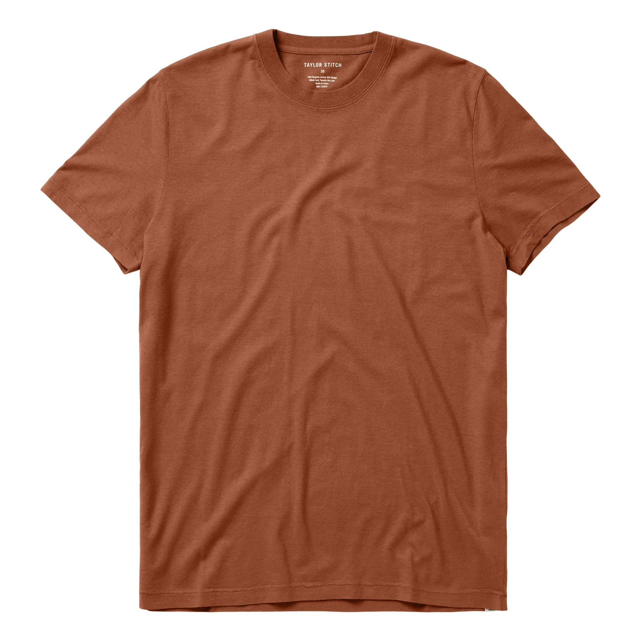 The Cotton Hemp Tee in Copper sold by Taylor Stitch