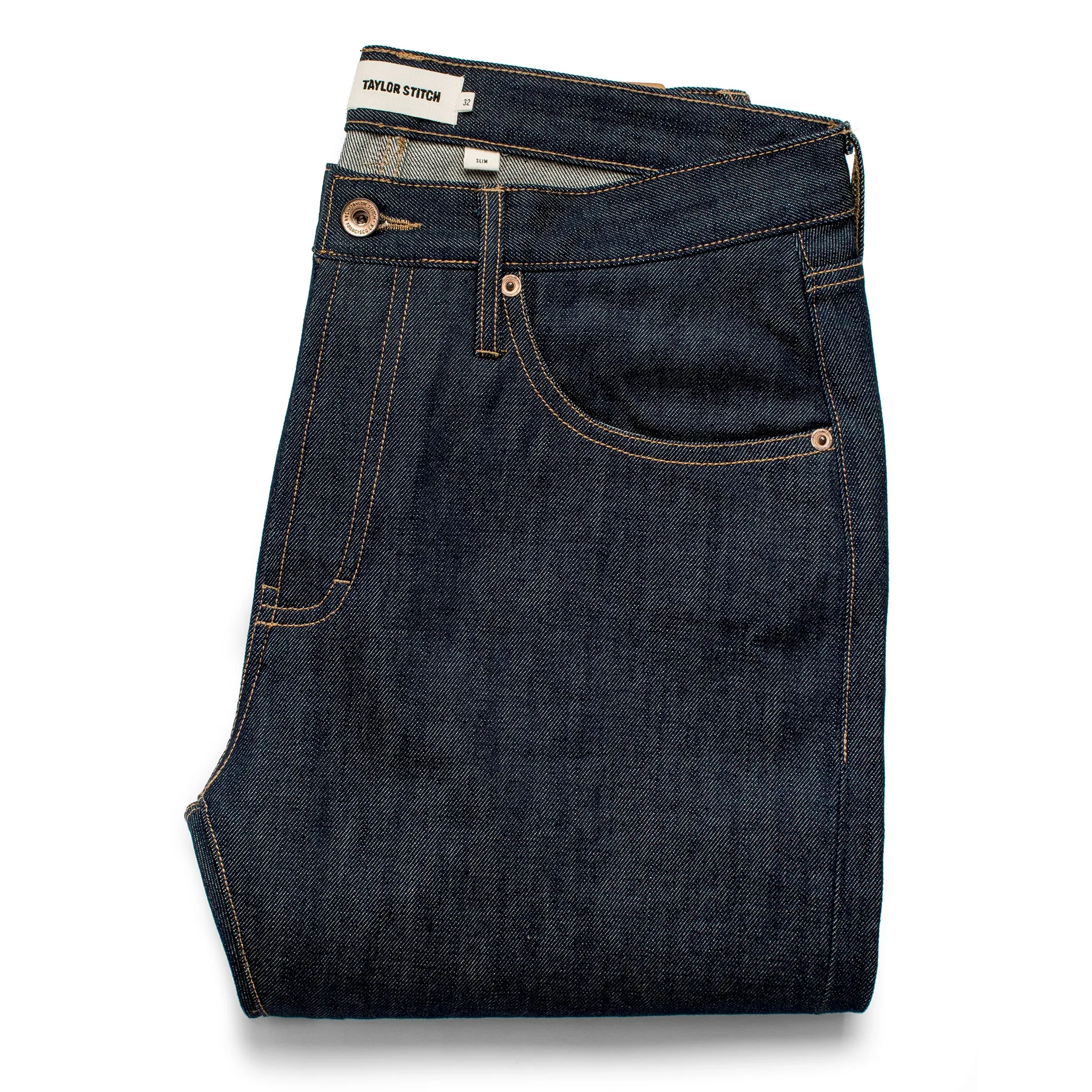 The Slim Jean in Organic '68 Selvage sold by Taylor Stitch
