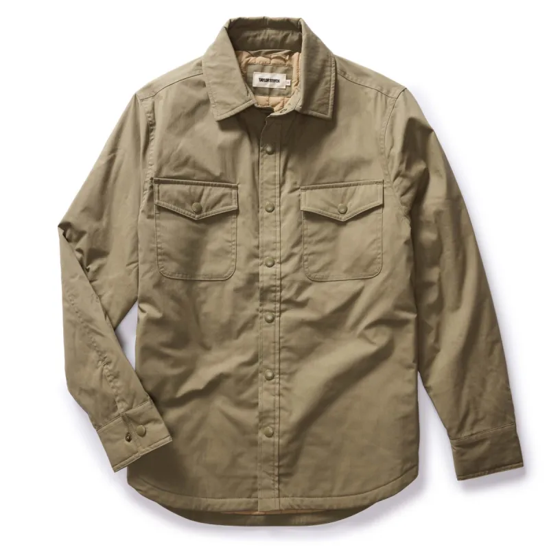 The Lined Maritime Shirt Jacket in Olive sold by Taylor Stitch