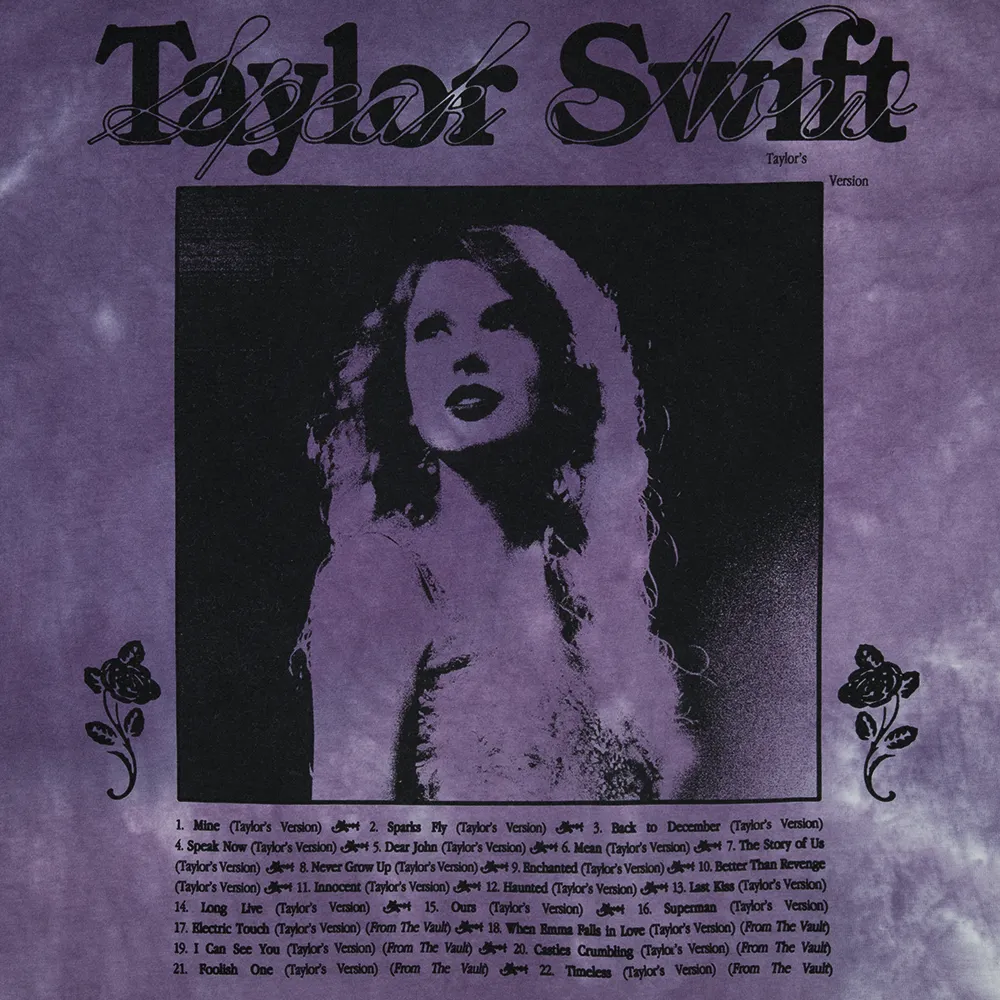 Speak Now (Taylor’s Version) Tracklist Purple Tie Dye T-Shirt sold by Taylor Swift product image thumbnail 2