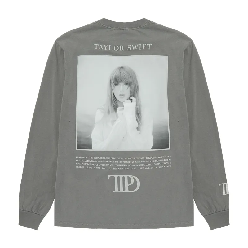 The Tortured Poets Department Gray Photo Long Sleeve T-Shirt sold by Taylor Swift