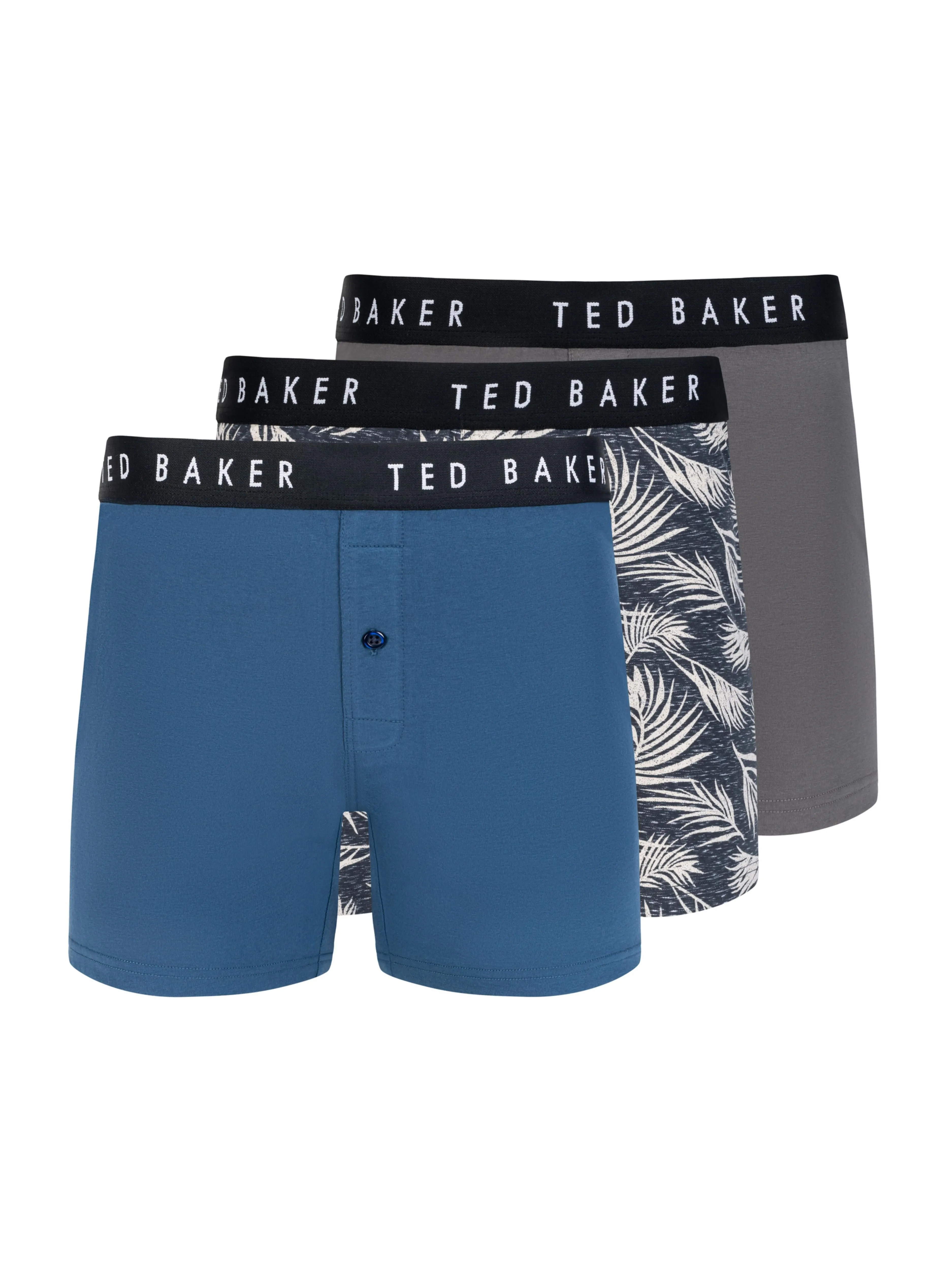 3 PK Cotton Blend Knit Boxer | NAVY GREY sold by Ted Baker