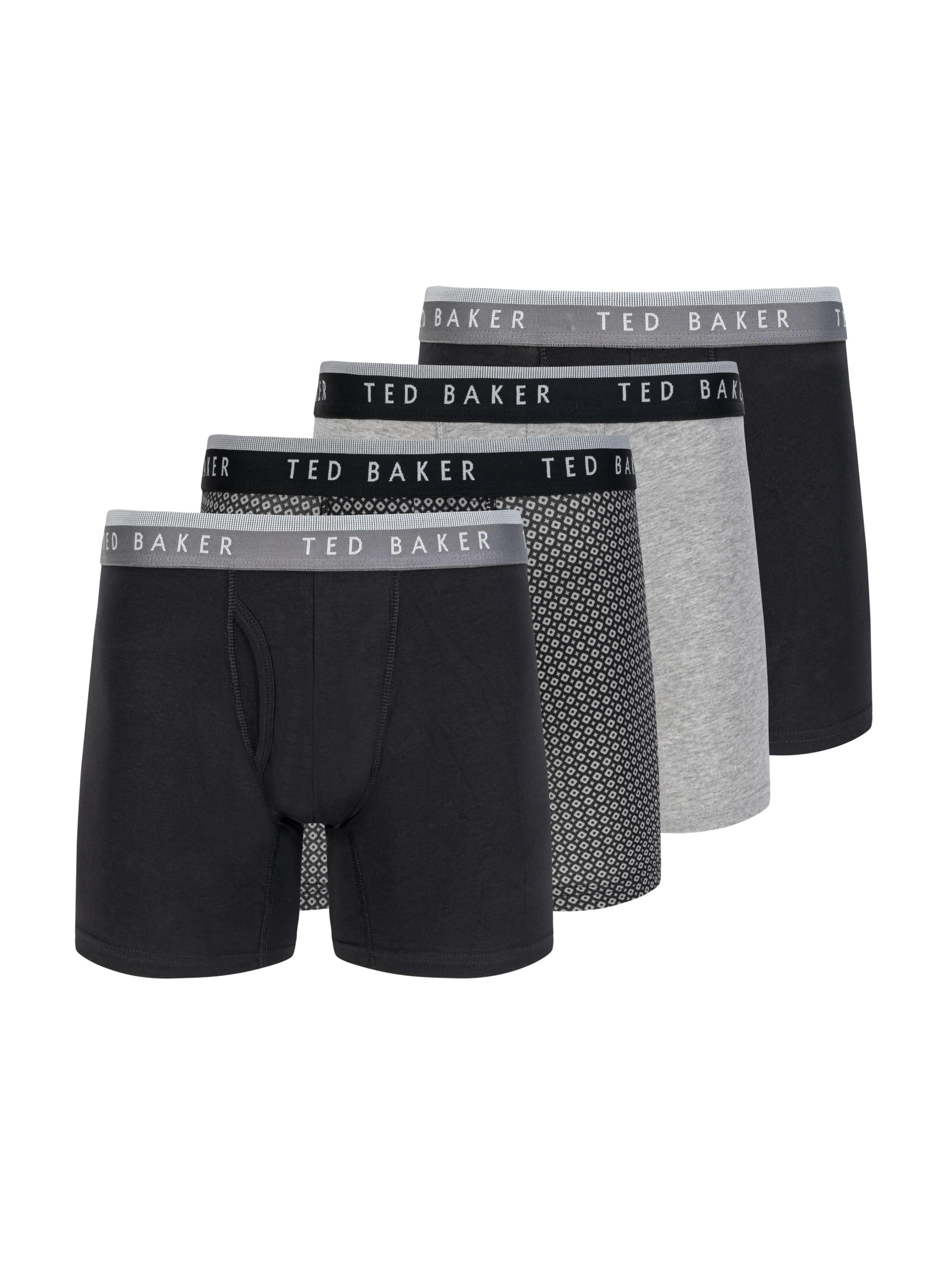 4 PK Cotton Stretch Boxer Brief | BLACK-GREY sold by Ted Baker
