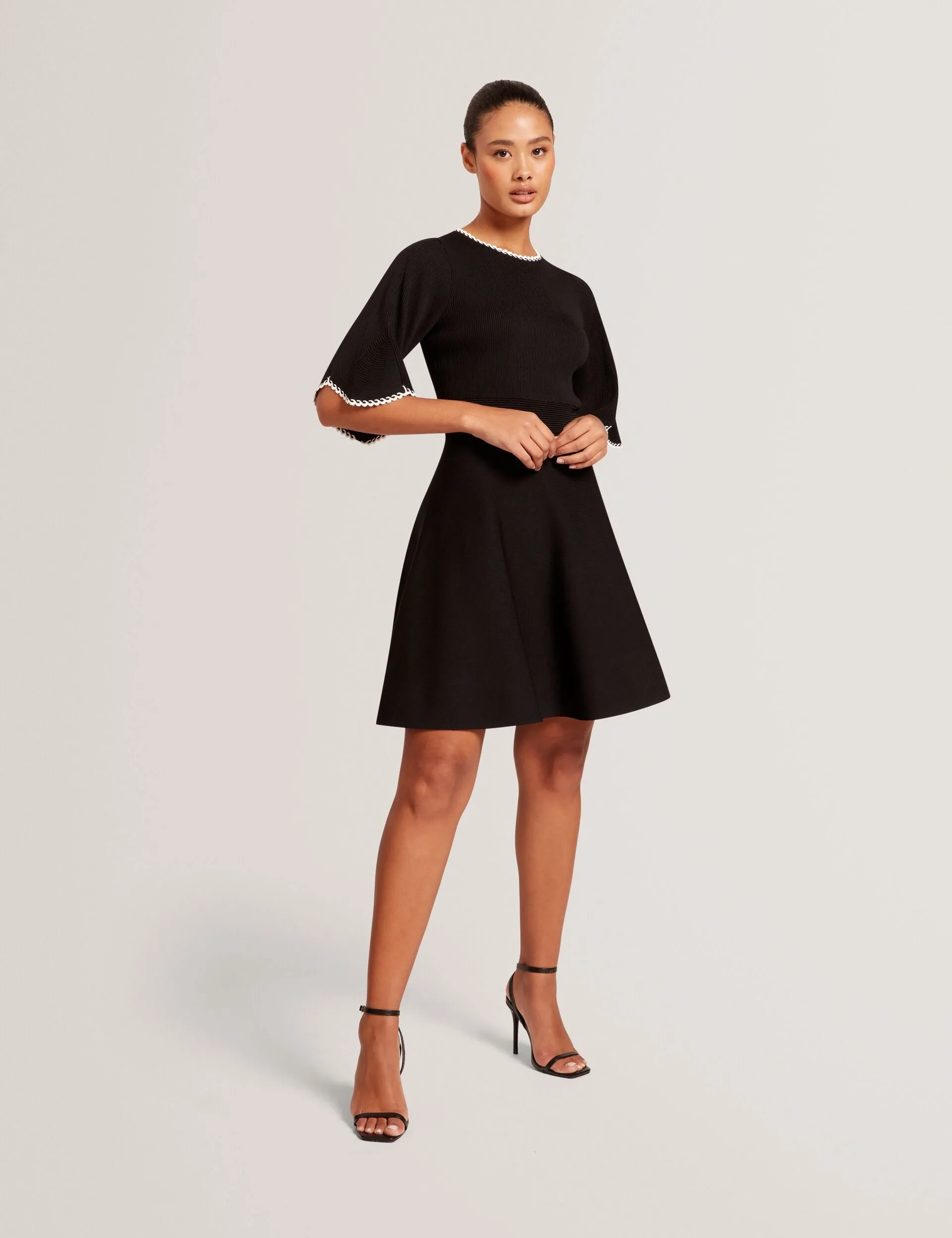 SHORT SLEEVE CREW NECK MINI DRESS | BLACK sold by Ted Baker product image thumbnail 2