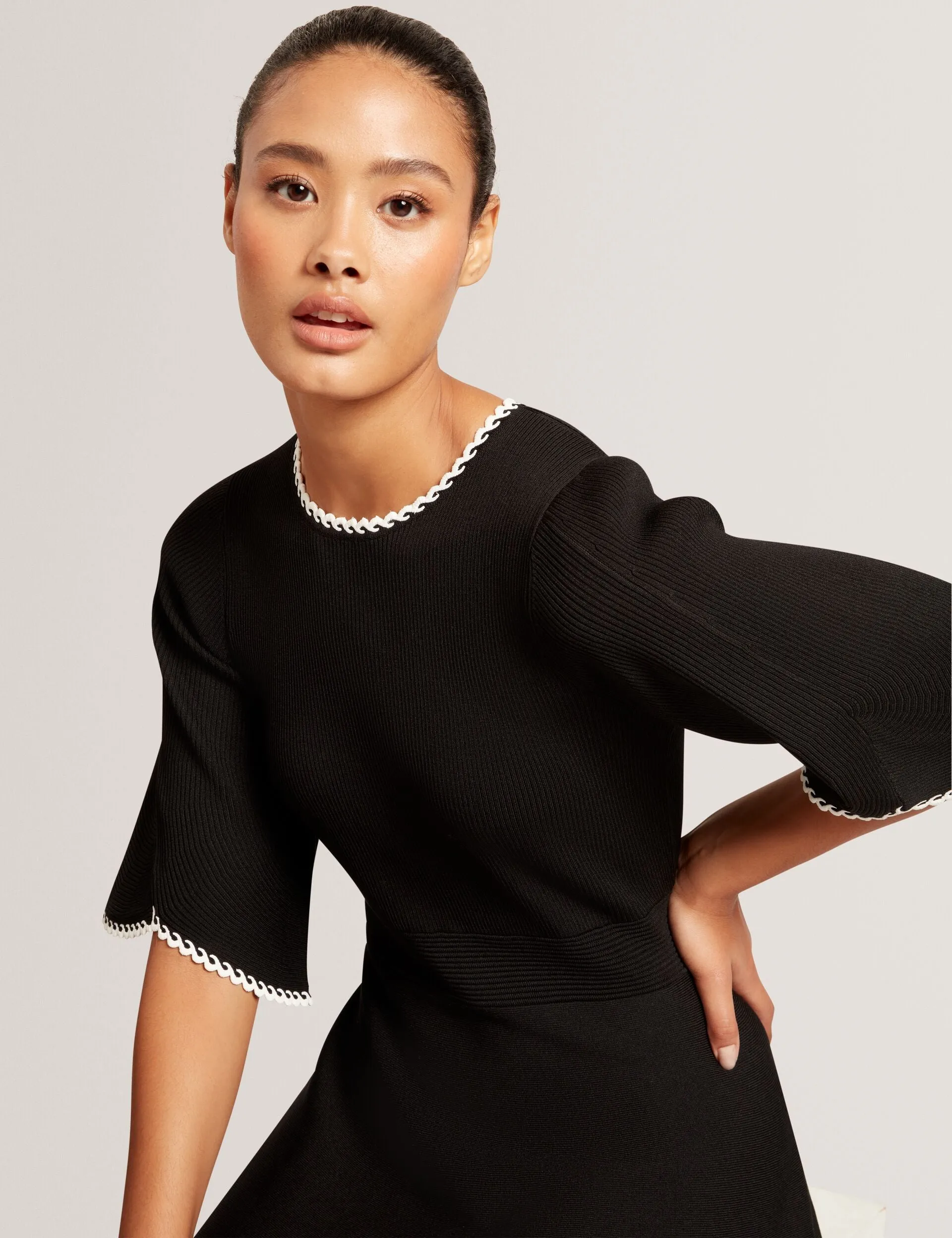 SHORT SLEEVE CREW NECK MINI DRESS | BLACK sold by Ted Baker