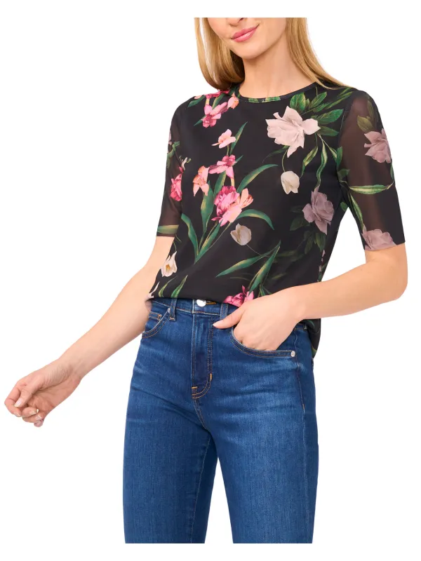 SHORT SLEEVE MESH TOP | BLACK sold by Ted Baker