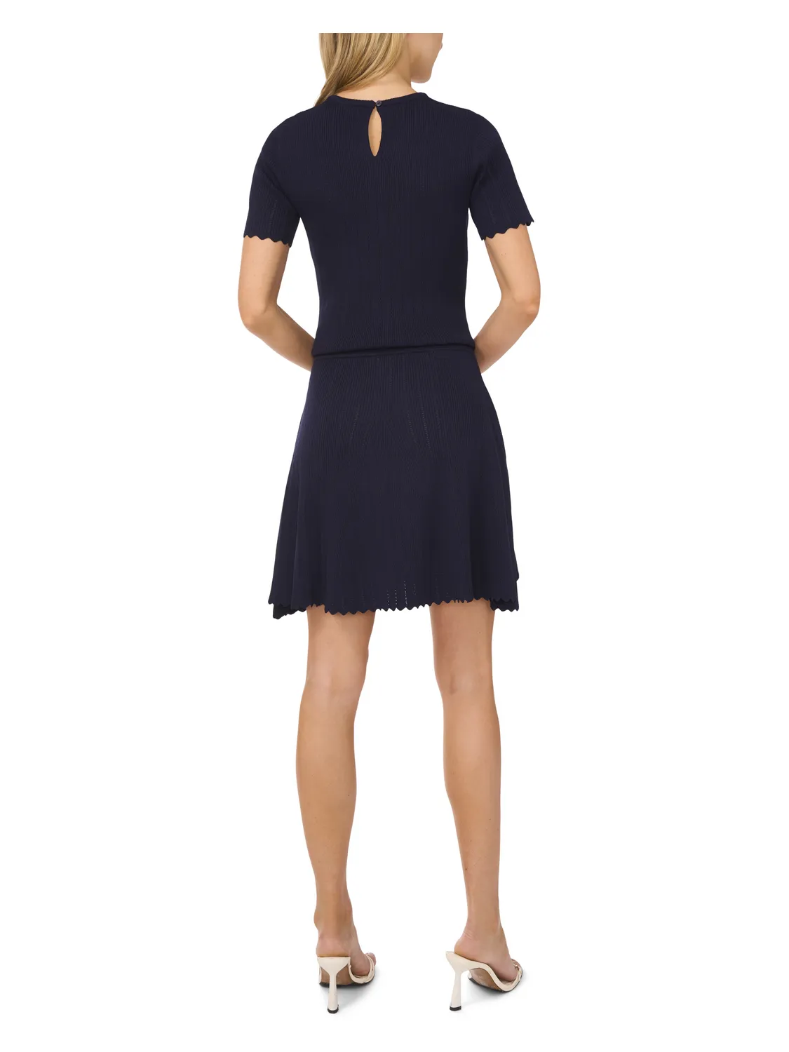 SHORT SLEEVE POINTELLE & RIB TOP | NAVY sold by Ted Baker product image thumbnail 4