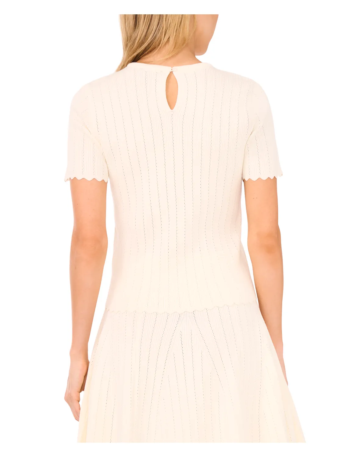 SHORT SLEEVE POINTELLE & RIB TOP | IVORY sold by Ted Baker product image thumbnail 3