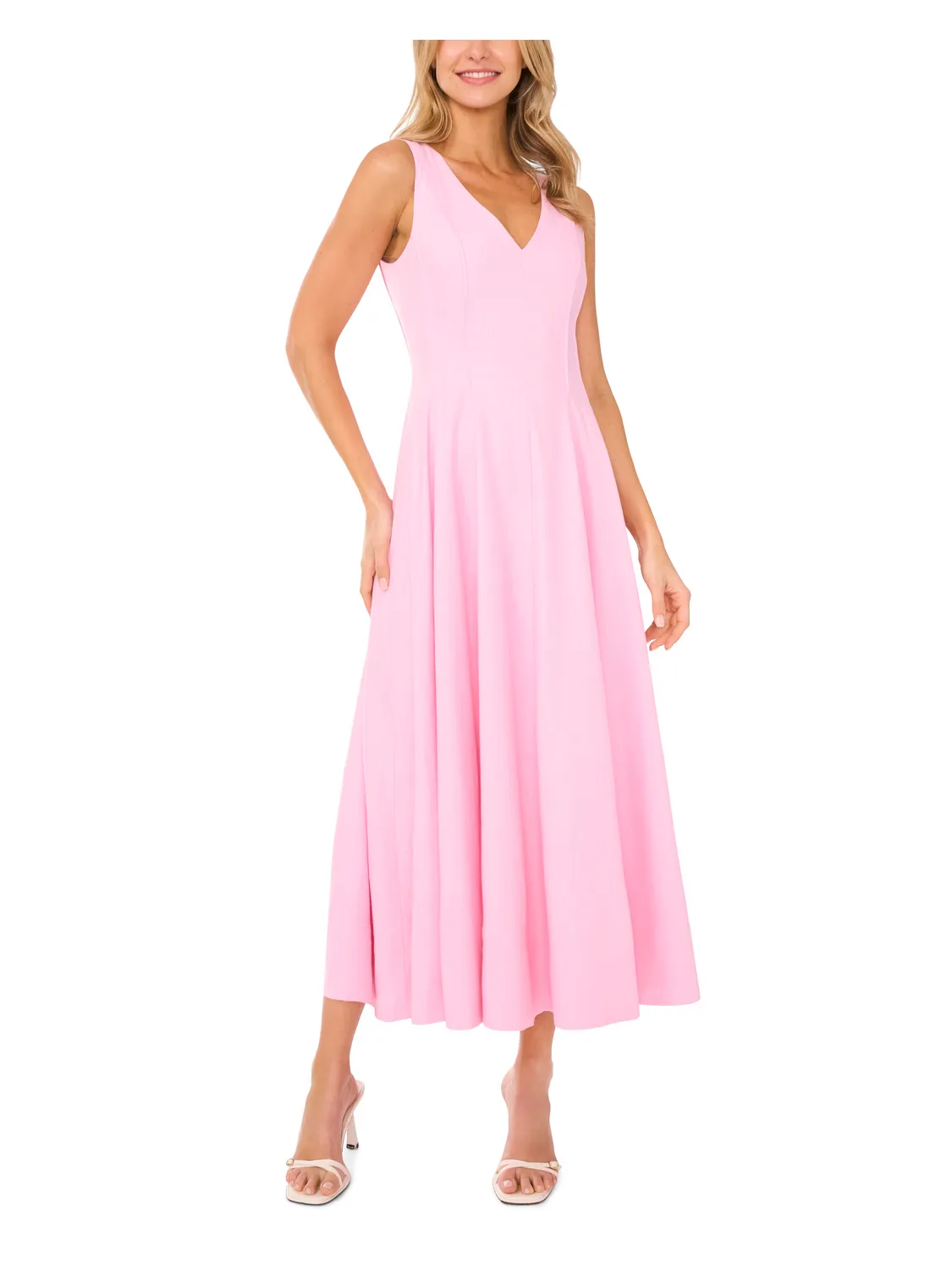SLEEVELESS V NECK PLEATED MAXI DRESS | LT-PINK sold by Ted Baker product image thumbnail 2