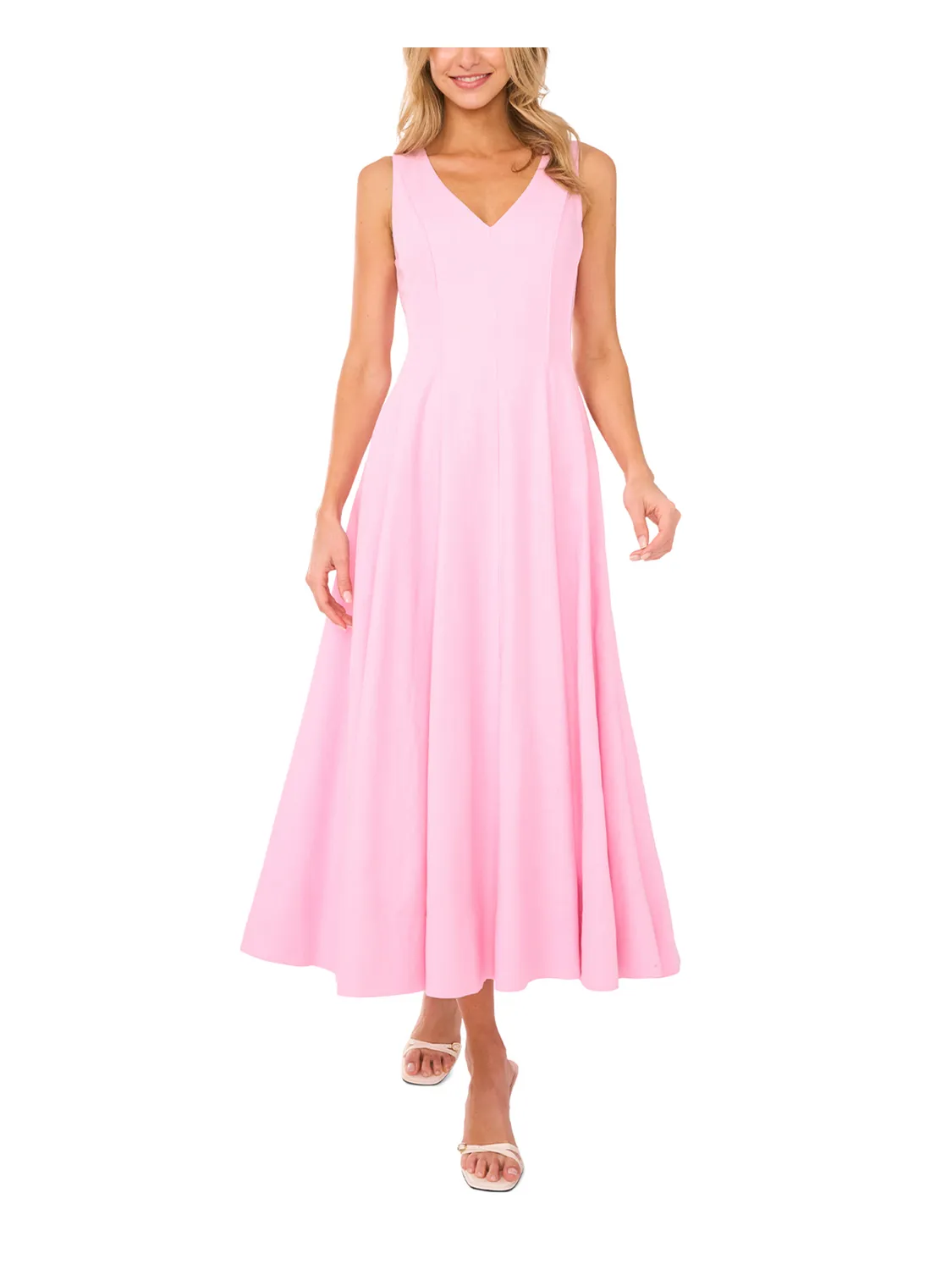 SLEEVELESS V NECK PLEATED MAXI DRESS | LT-PINK sold by Ted Baker product image thumbnail 3