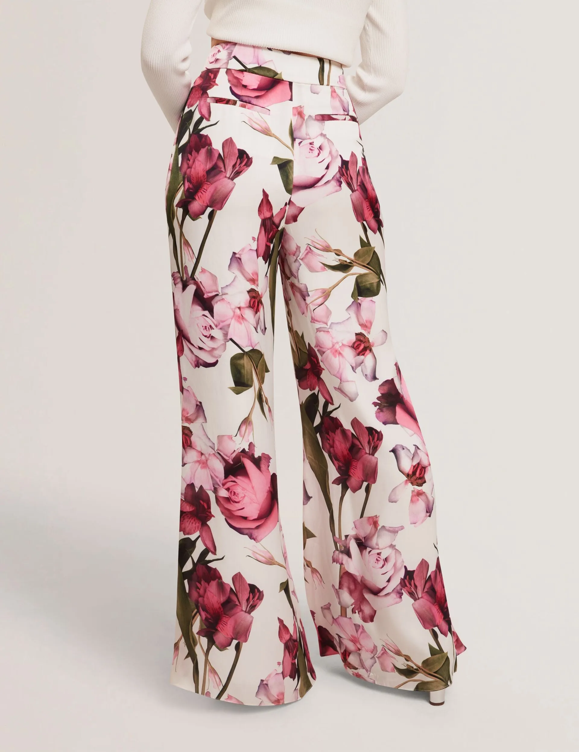 FLORAL SATIN FLOWY PANT | ULTRA WHITE sold by Ted Baker product image thumbnail 5