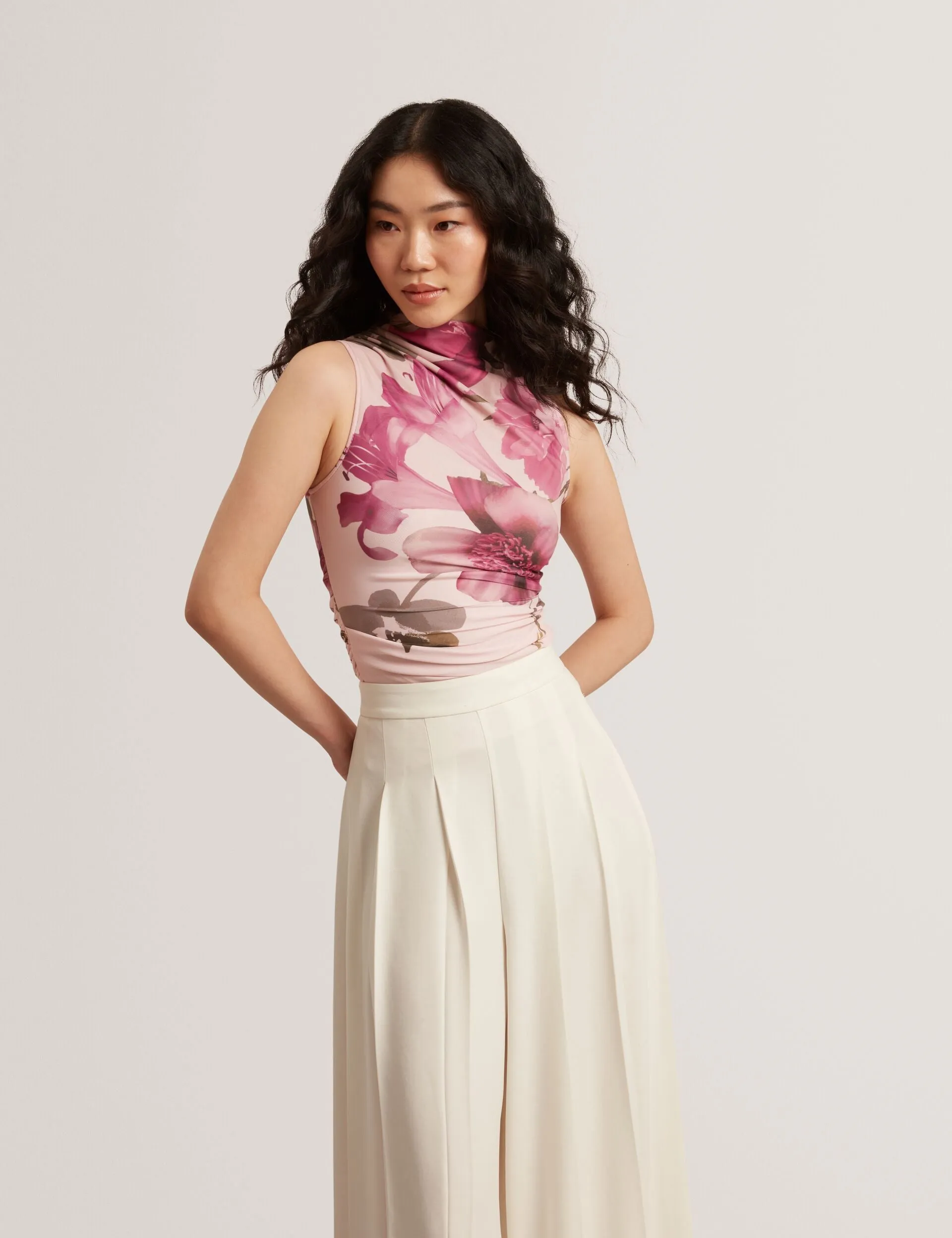 SLEEVELESS MESH TOP | LT-PINK sold by Ted Baker