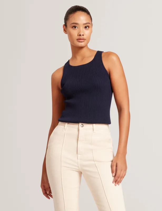 CREW NECK TANK TOP WITH RIB | CLASSIC NAVY sold by Ted Baker