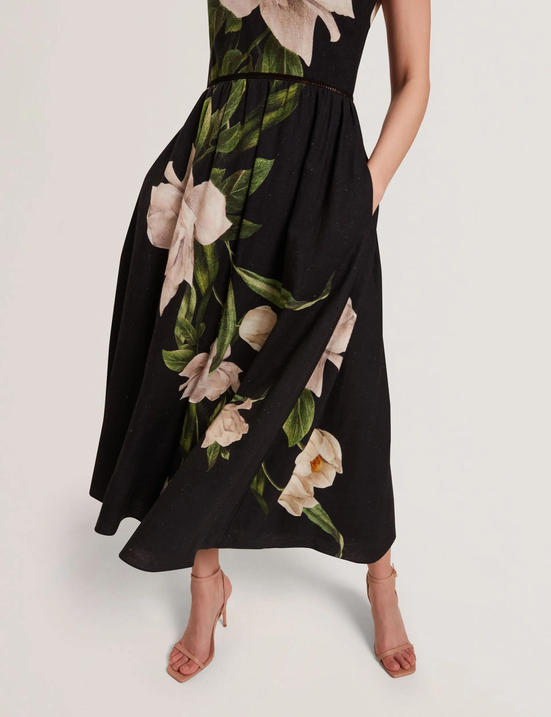 SLEEVELESS FIT AND FLARE MAXI DRESS | RICH BLACK sold by Ted Baker product image thumbnail 5