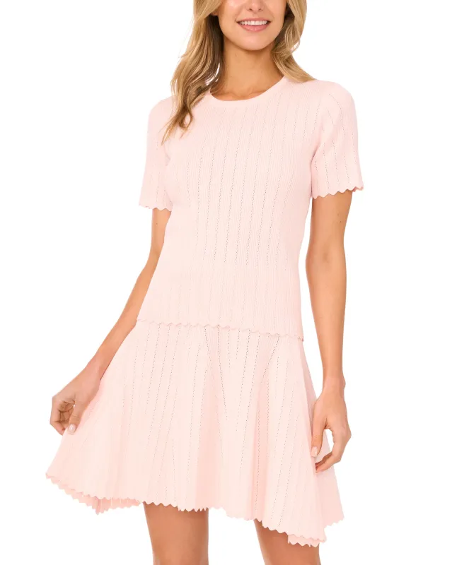 SHORT SLEEVE POINTELLE & RIB TOP | PL-PINK sold by Ted Baker