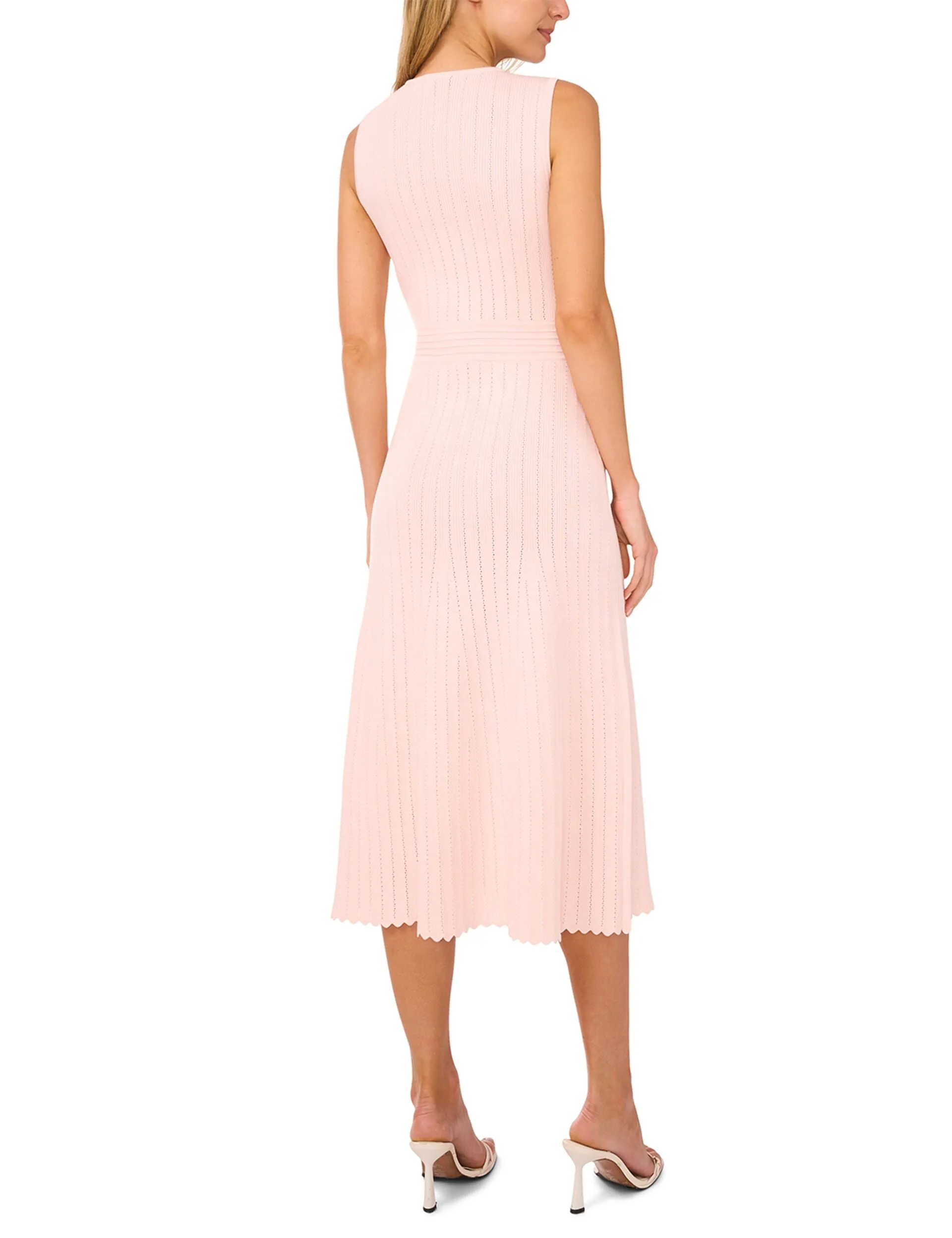 SLEEVELESS POINTELLE & RIB MIDI DRESS | PALE PINK sold by Ted Baker product image thumbnail 4