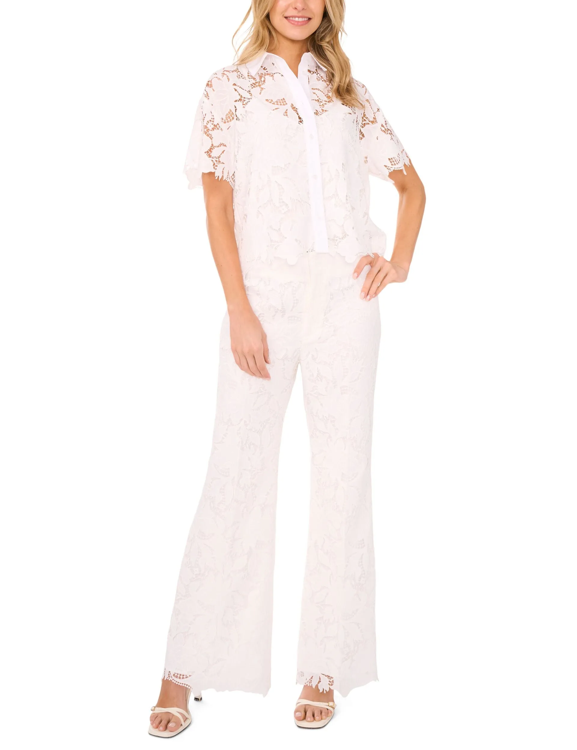 SHORT SLEEVE LACE BLOUSE | WHITE sold by Ted Baker product image thumbnail 3