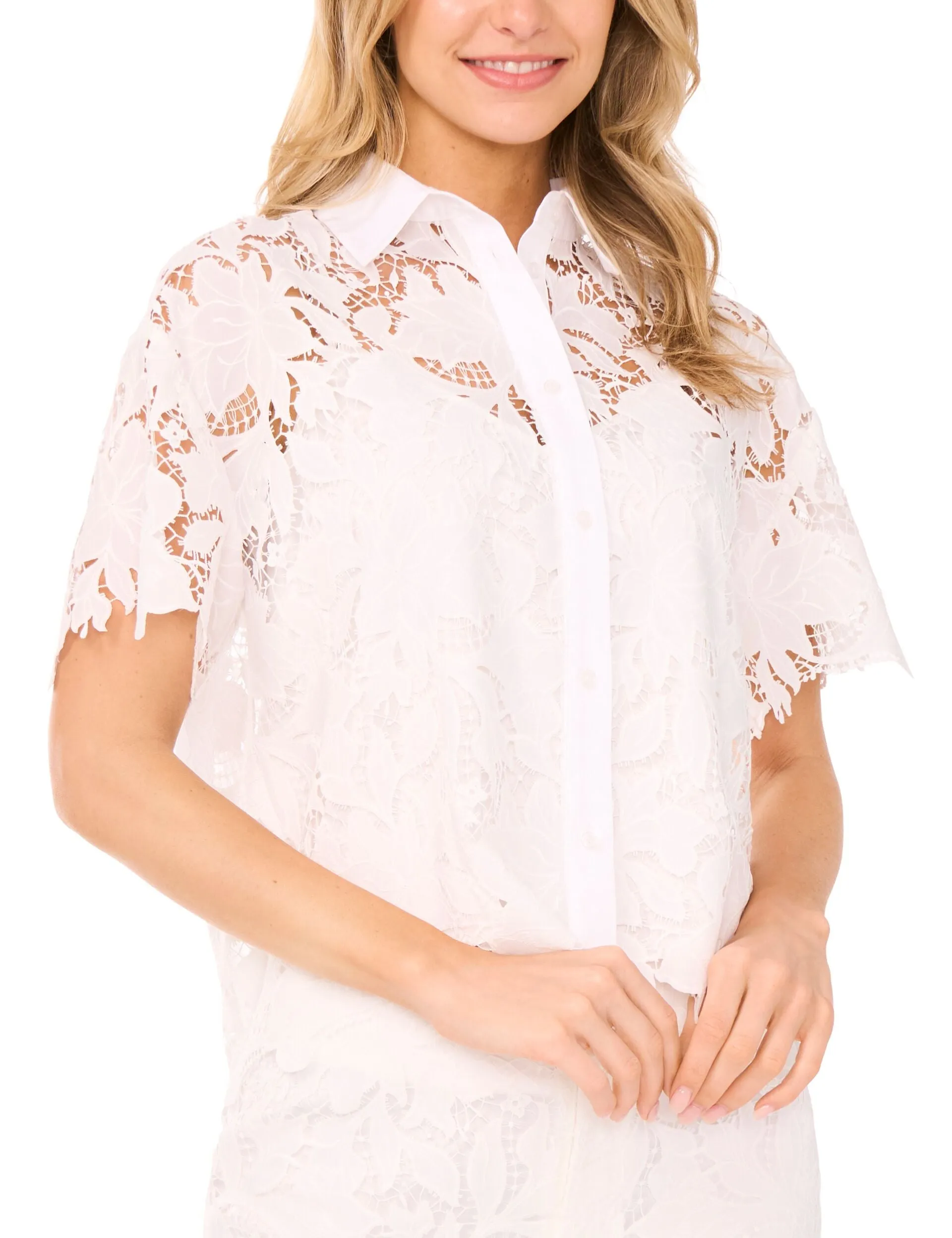 SHORT SLEEVE LACE BLOUSE | WHITE sold by Ted Baker