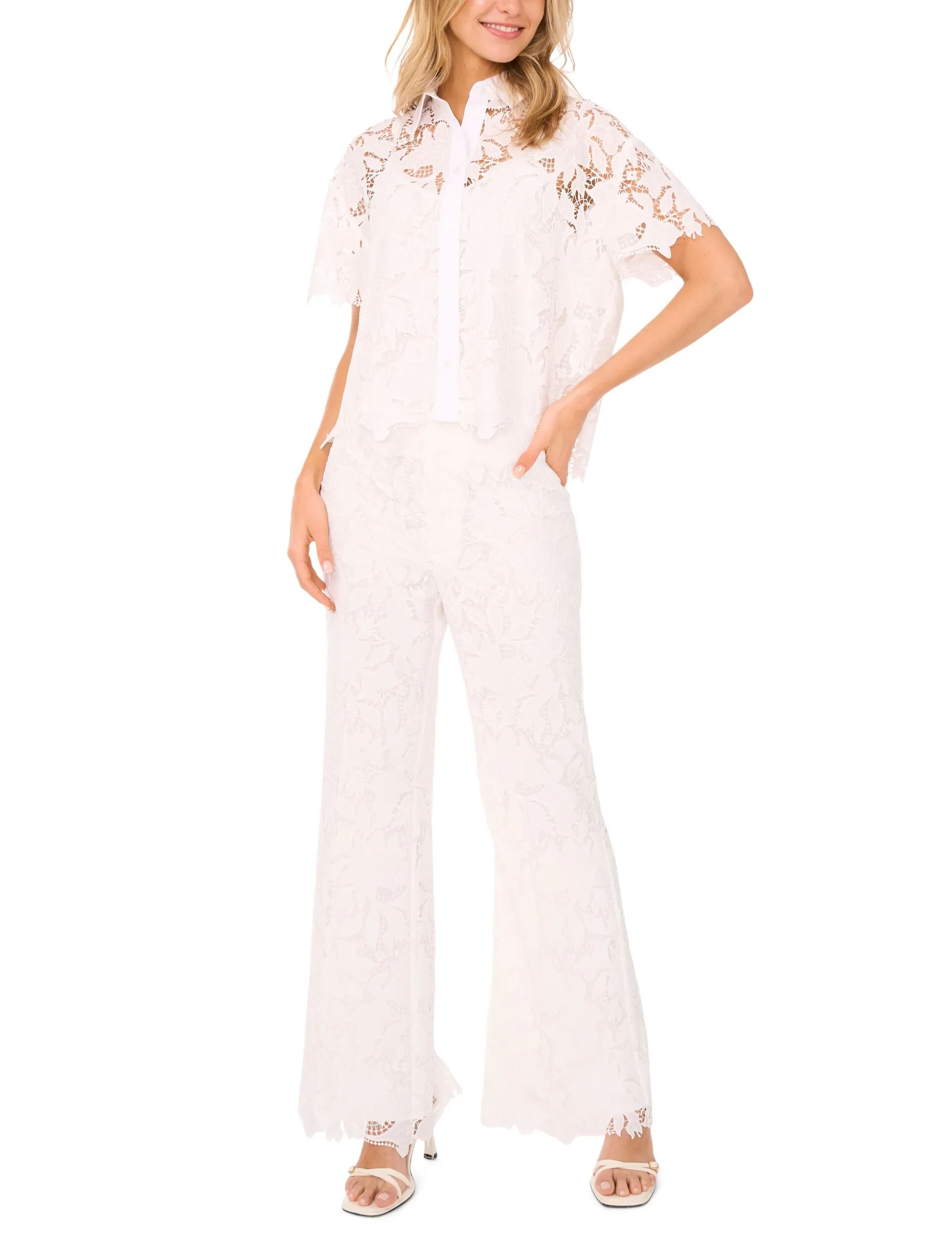 SHORT SLEEVE LACE BLOUSE | WHITE sold by Ted Baker product image thumbnail 2