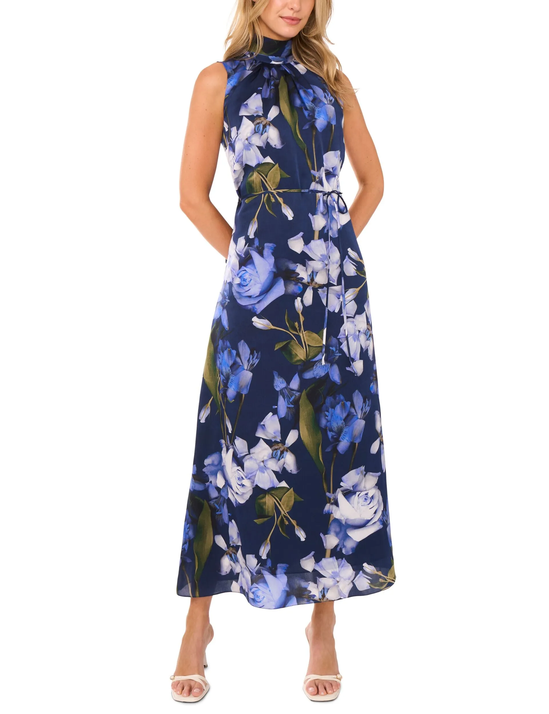 BOW TIE SLEEVELESS MAXI DRESS WITH SELF BELT | NAVY sold by Ted Baker product image thumbnail 3