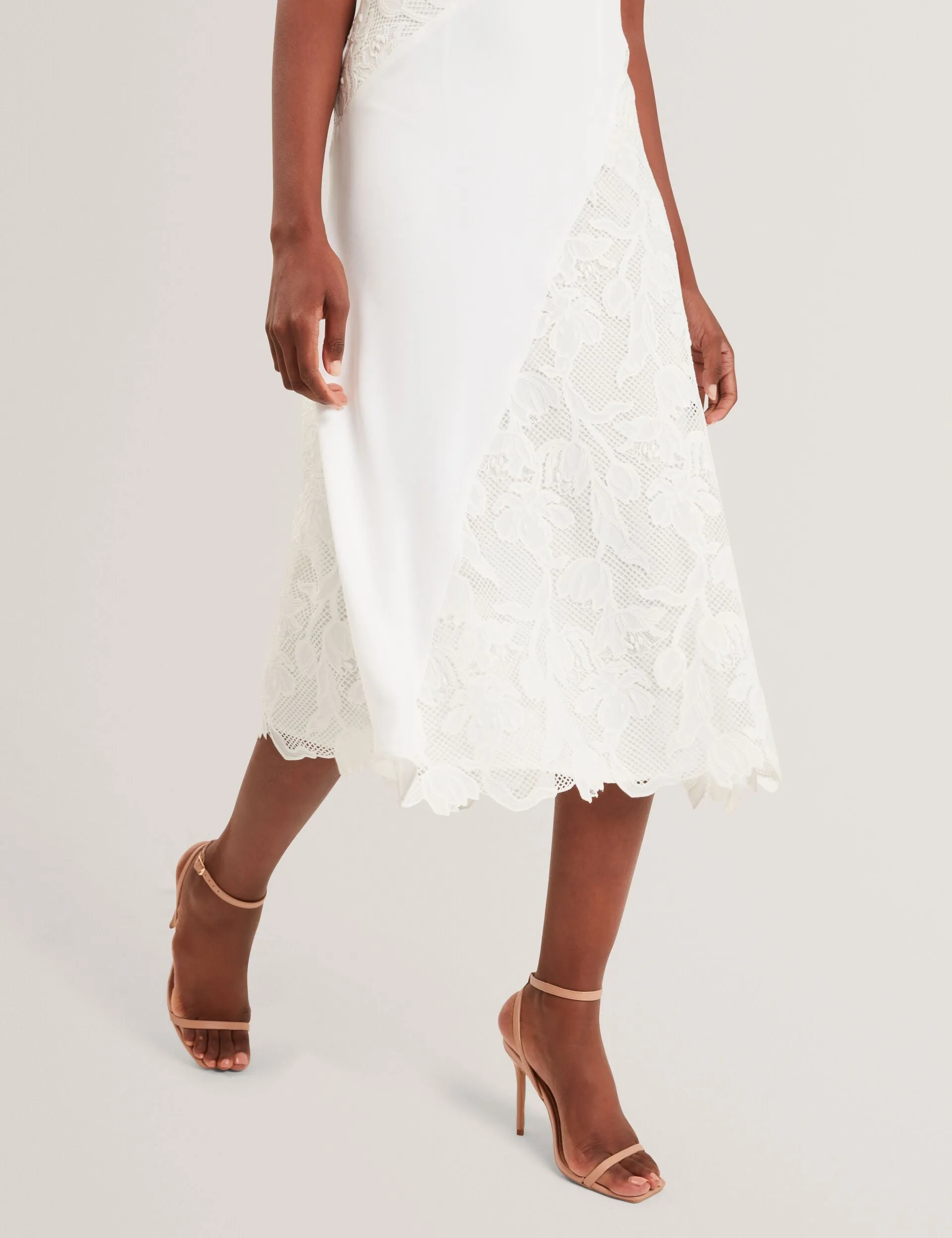 SLEEVELESS LACE APPLIQUE MIDI DRESS | ULTRA WHITE sold by Ted Baker product image thumbnail 4