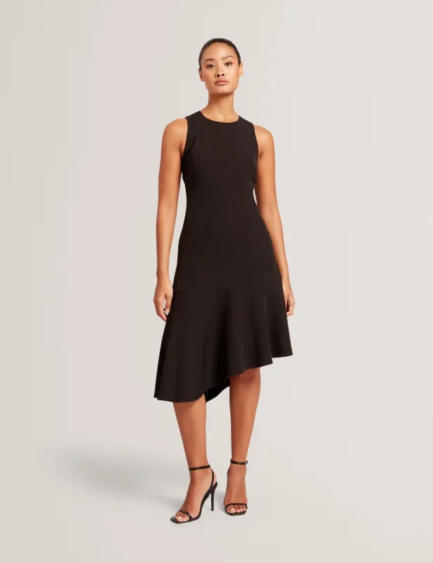 ASYMMETRIC MIDI DRESS | RICH BLACK sold by Ted Baker