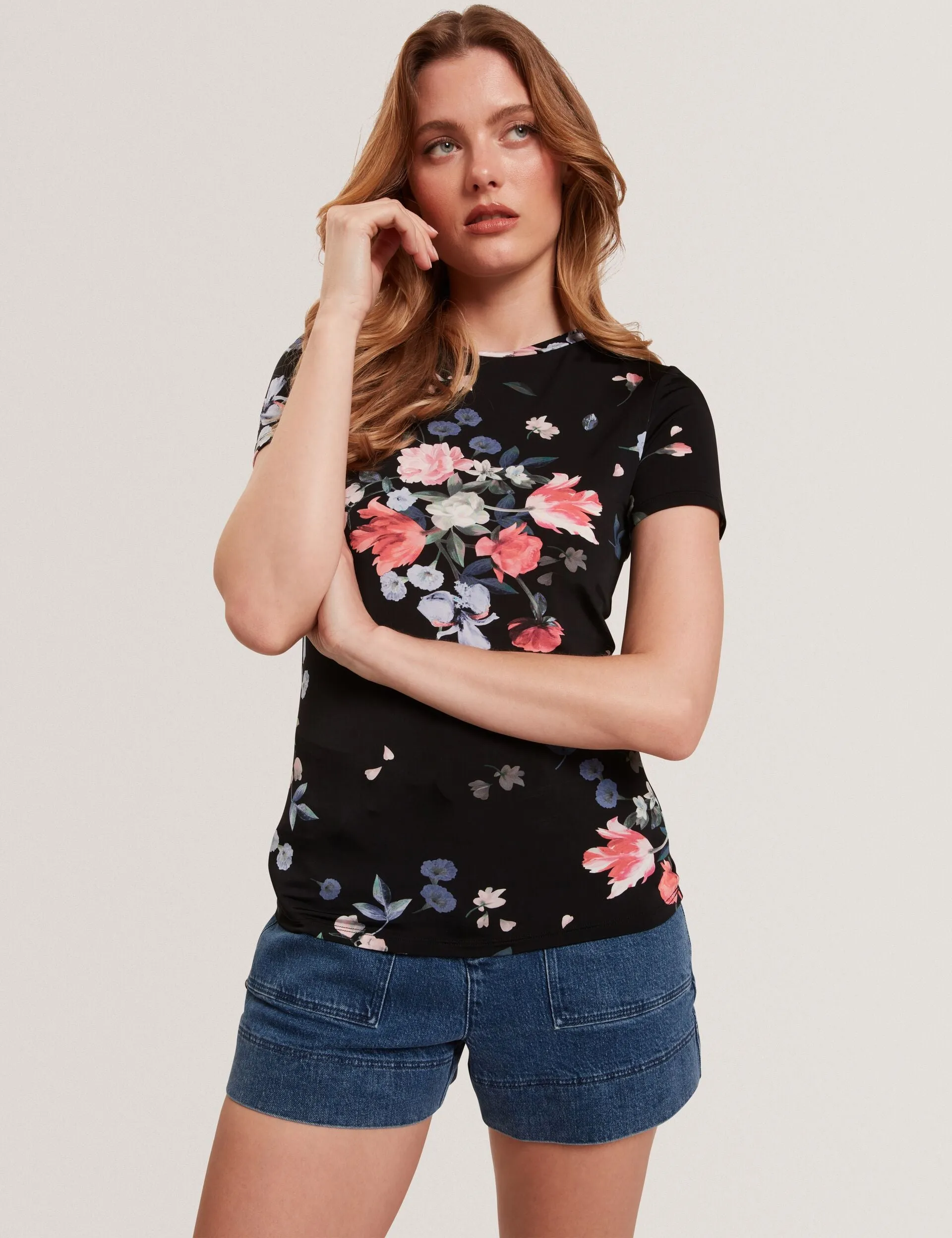 ALLOVER FLORAL T-SHIRT | RICH BLACK sold by Ted Baker product image thumbnail 5
